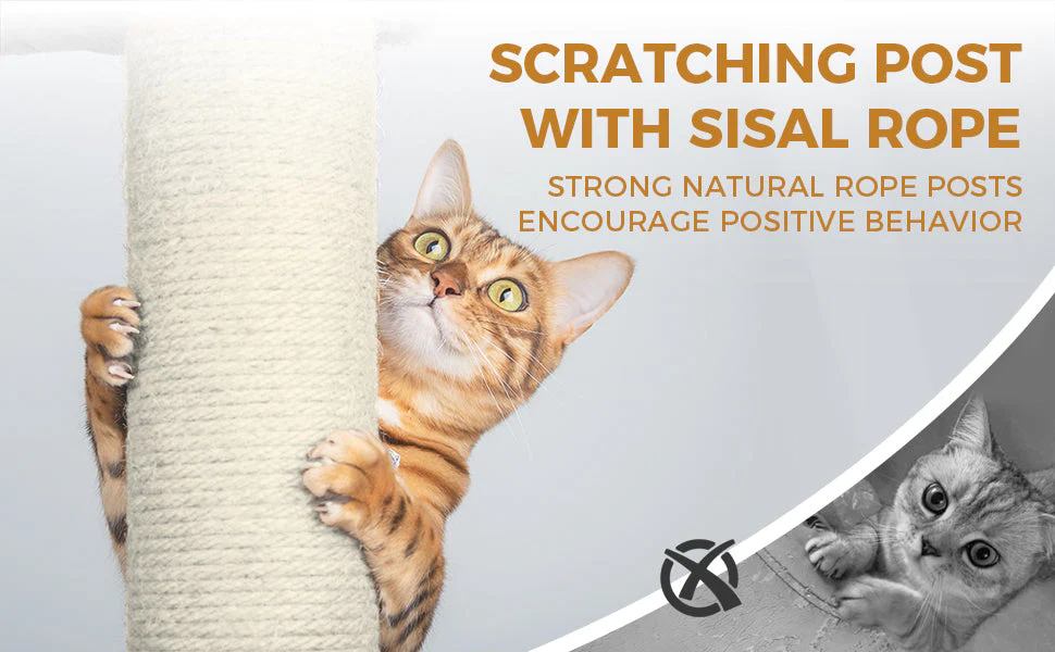 Gray Cat Tree with 3 Condos and Sisal Scratching Posts - Image 5