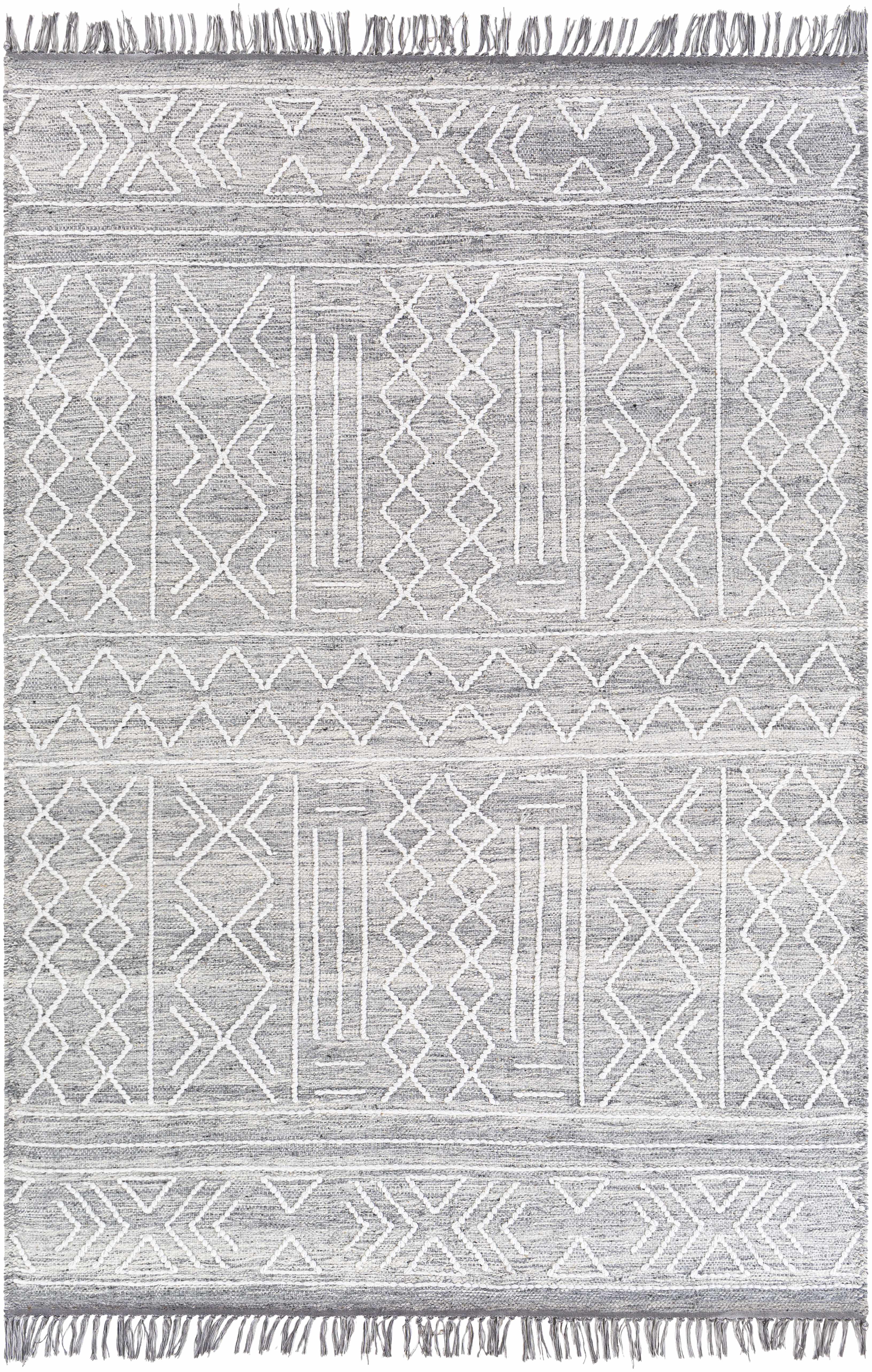 Gray Clintwood Wool Tassel Carpet - Clearance