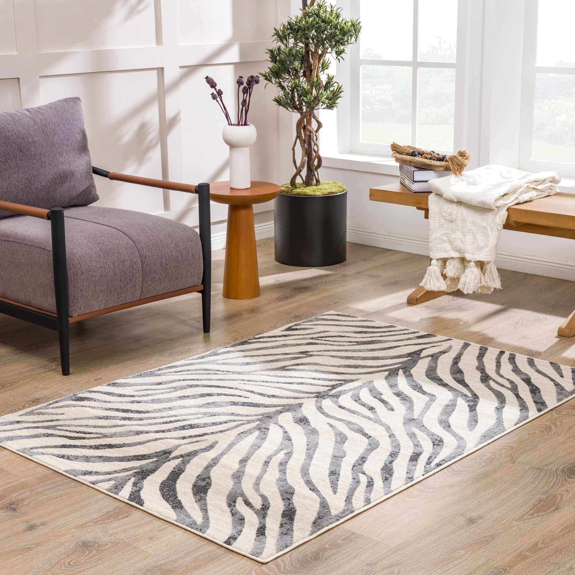 Gray Ecorse Zebra Print Area Rug - Image 13
