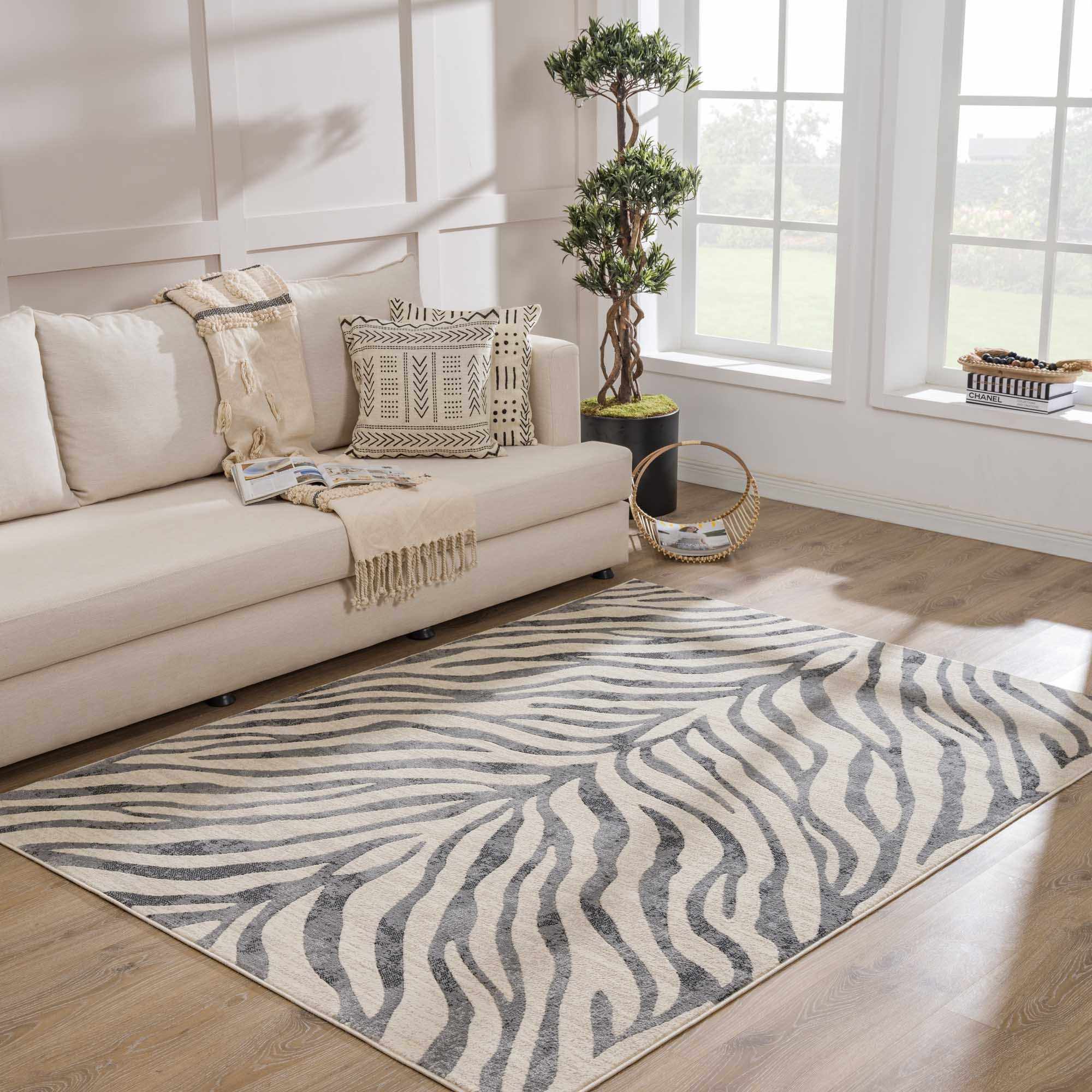 Gray Ecorse Zebra Print Area Rug - Image 5