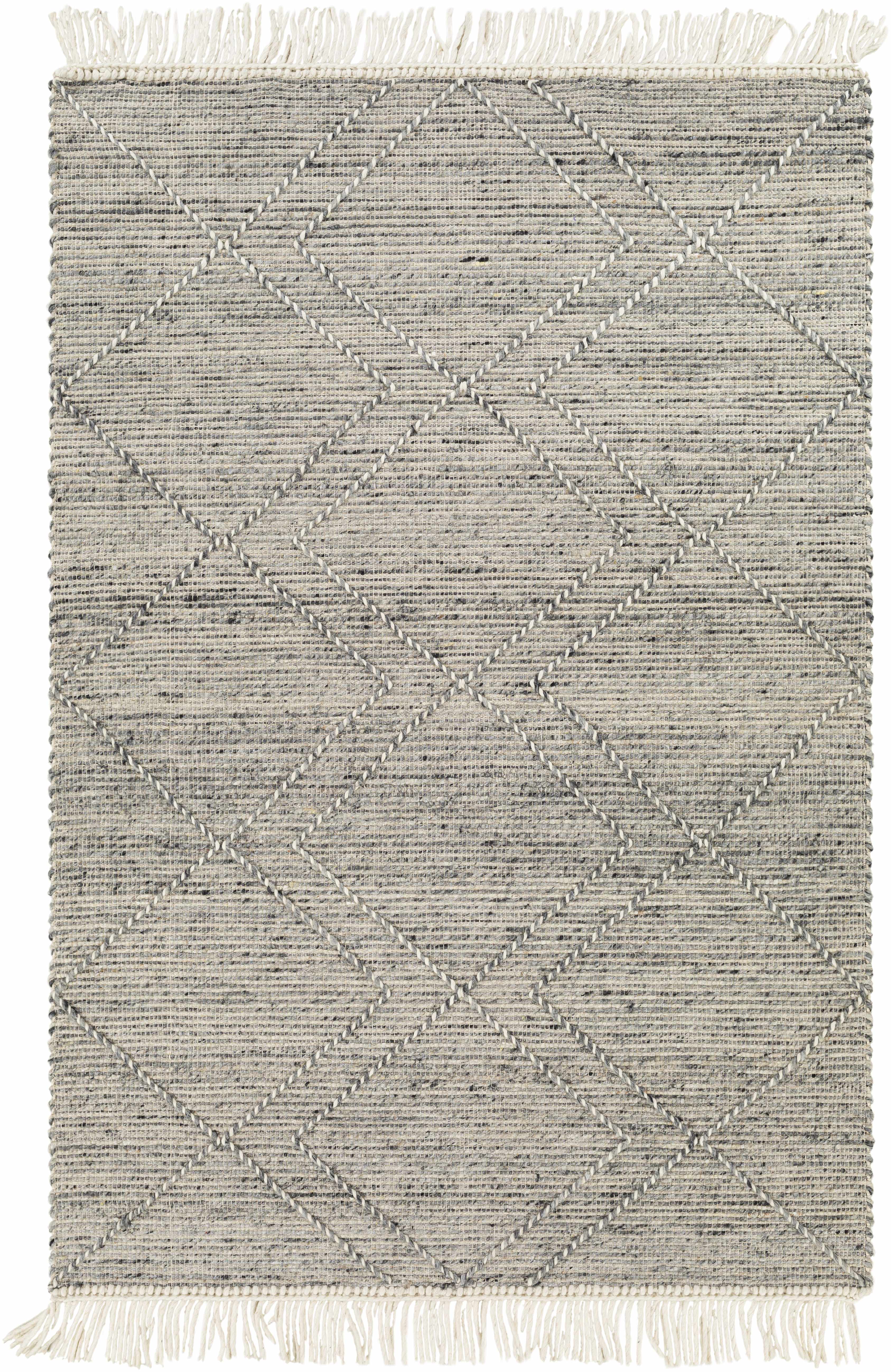 Gray Malilipot Wool Blend Braided Tassel Area Rug - Clearance