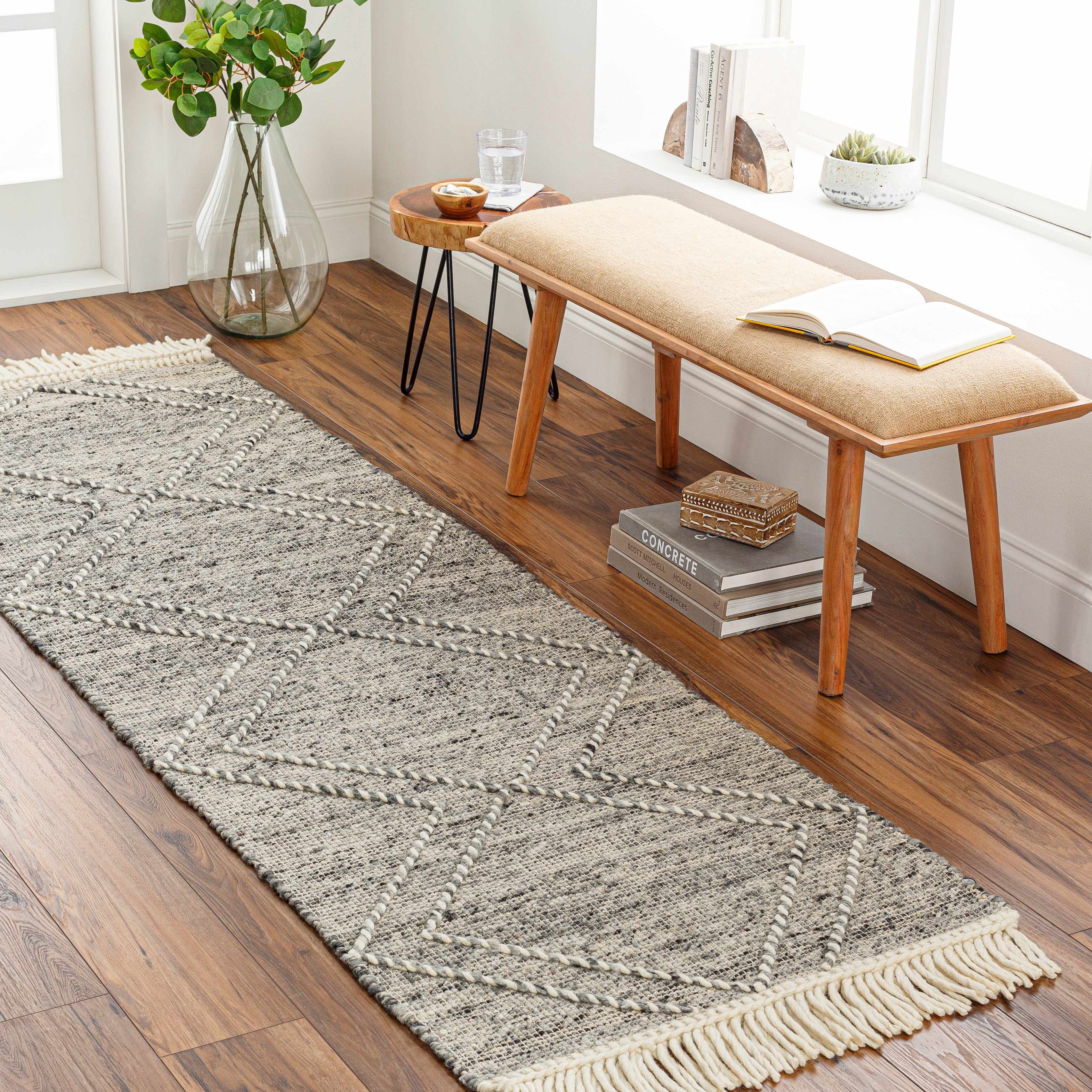 Gray Malilipot Wool Blend Braided Tassel Area Rug - Clearance - Image 10
