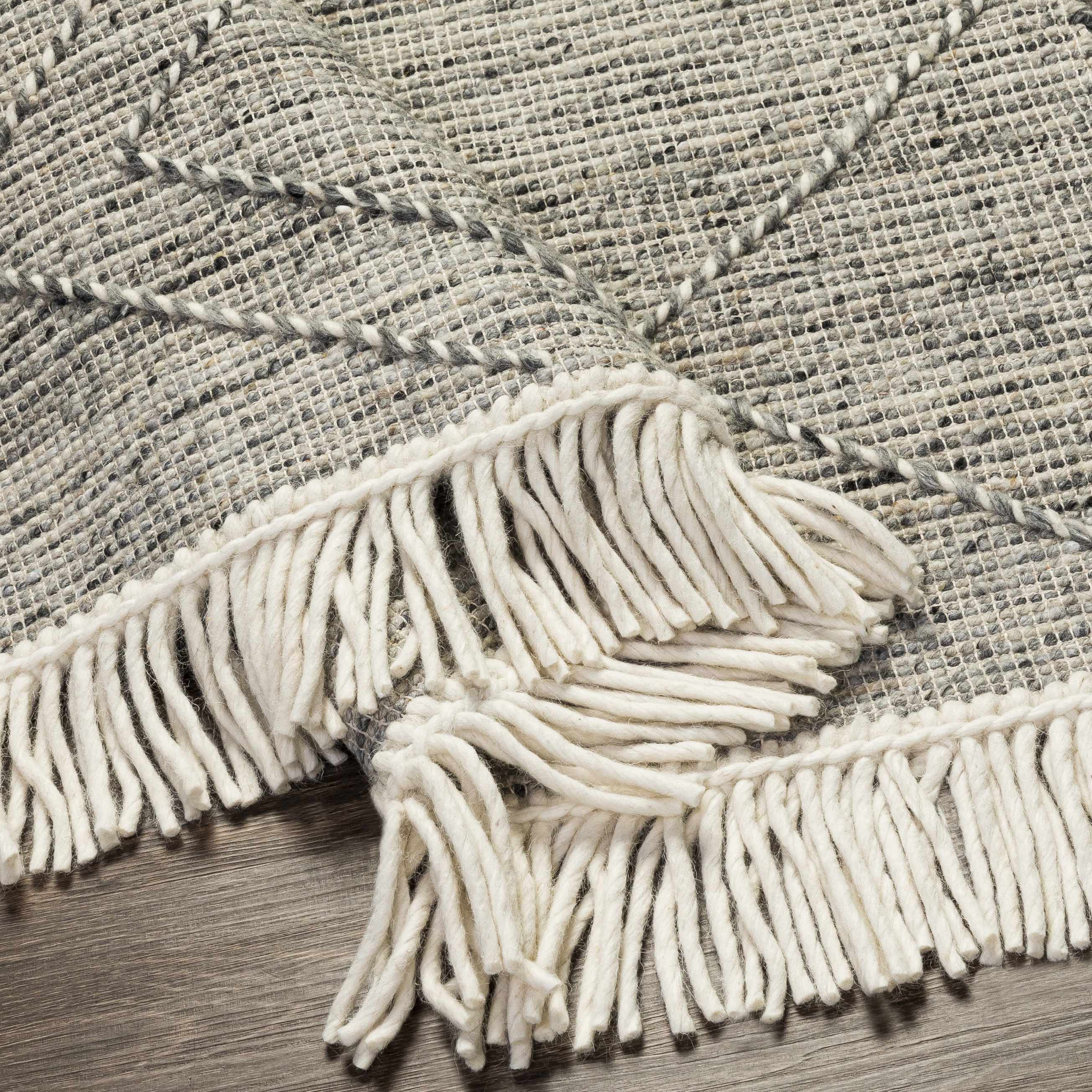 Gray Malilipot Wool Blend Braided Tassel Area Rug - Clearance - Image 6