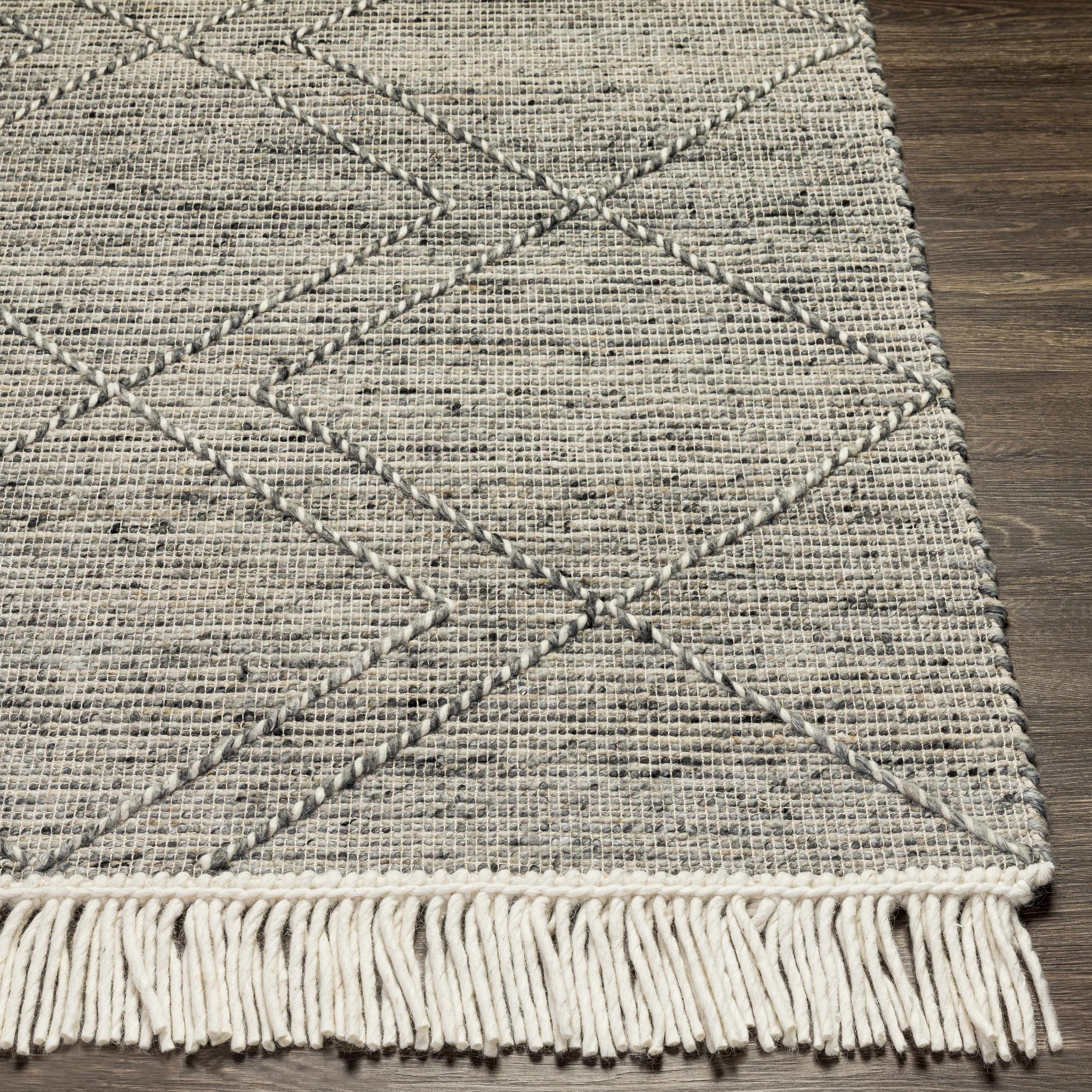 Gray Malilipot Wool Blend Braided Tassel Area Rug - Clearance - Image 7