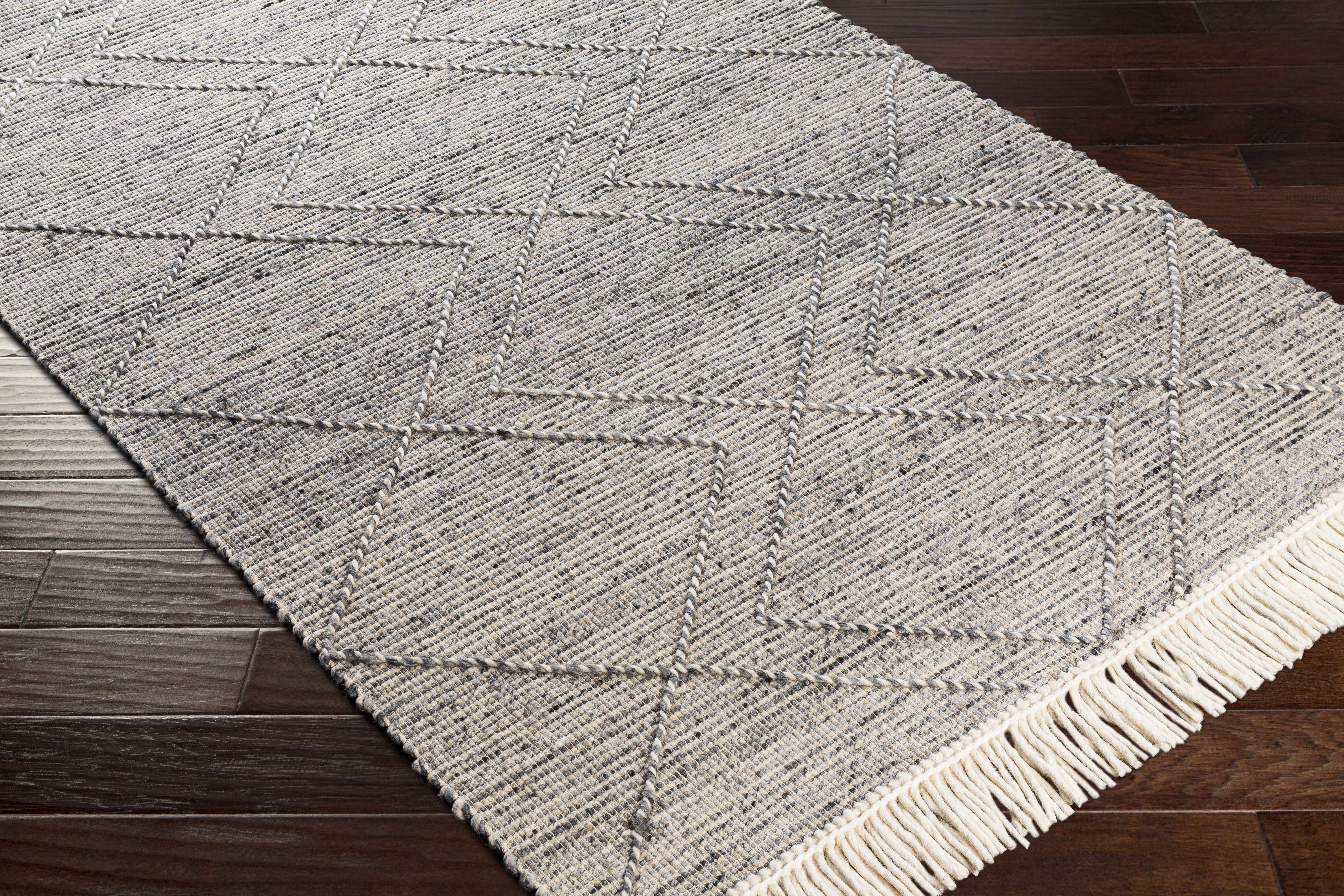 Gray Malilipot Wool Blend Braided Tassel Area Rug - Clearance - Image 8