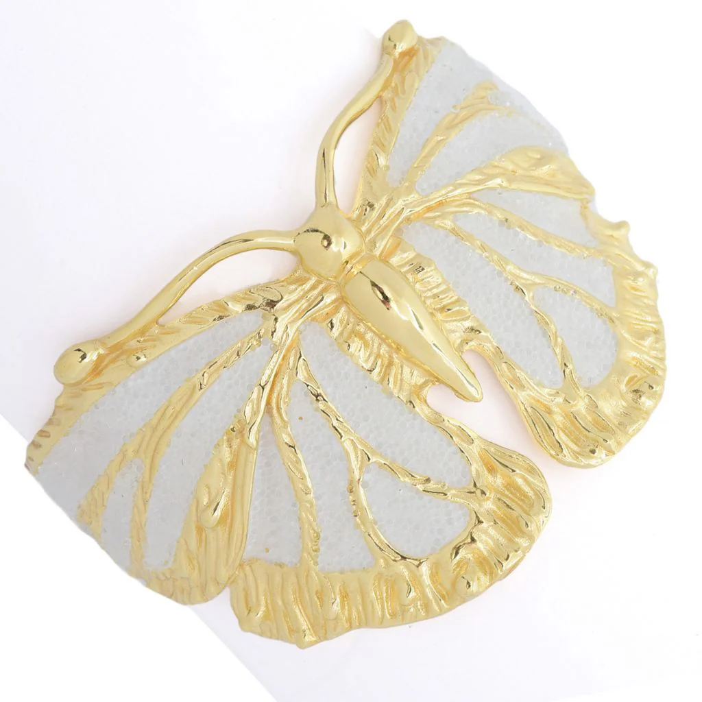 Graziella 23K Gold Plated Choice of Color Enamel Butterfly Cuff Bracelet - Image 3
