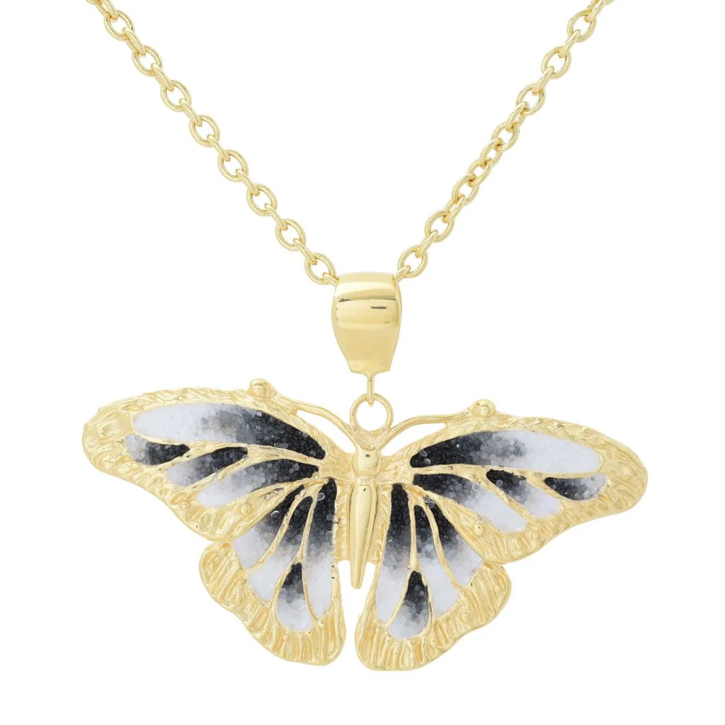 Graziella 23K Gold Plated Choice of Color Enamel Butterfly Pendant w/ Chain - Image 4