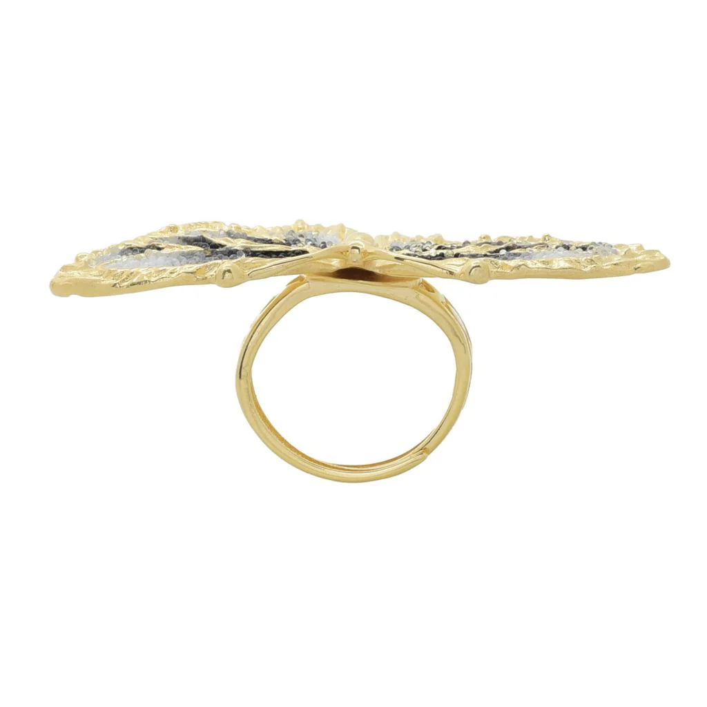 Graziella 23K Gold Plated Choice of Color Enamel Butterfly Ring - Image 2