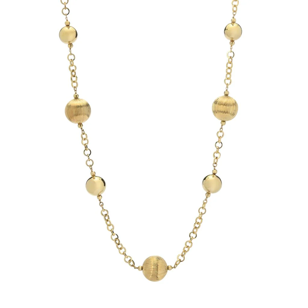 Graziella 23K Gold Plated Electroform Bead Station 31" Necklace