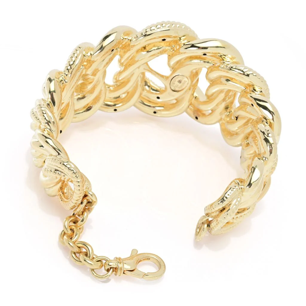 Graziella 23K Gold Plated Electroform Interlocking Rings Bracelet - Image 2