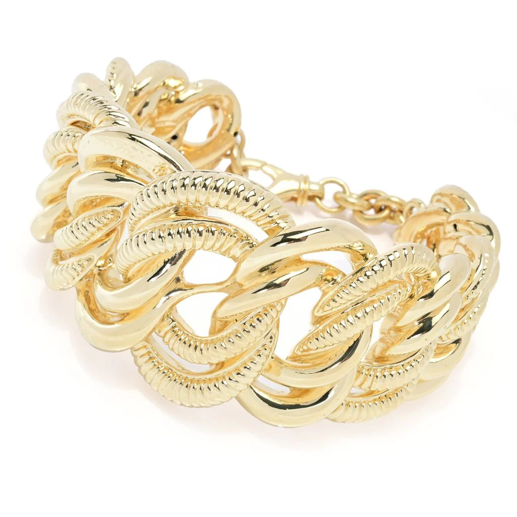 Graziella 23K Gold Plated Electroform Interlocking Rings Bracelet - Image 3