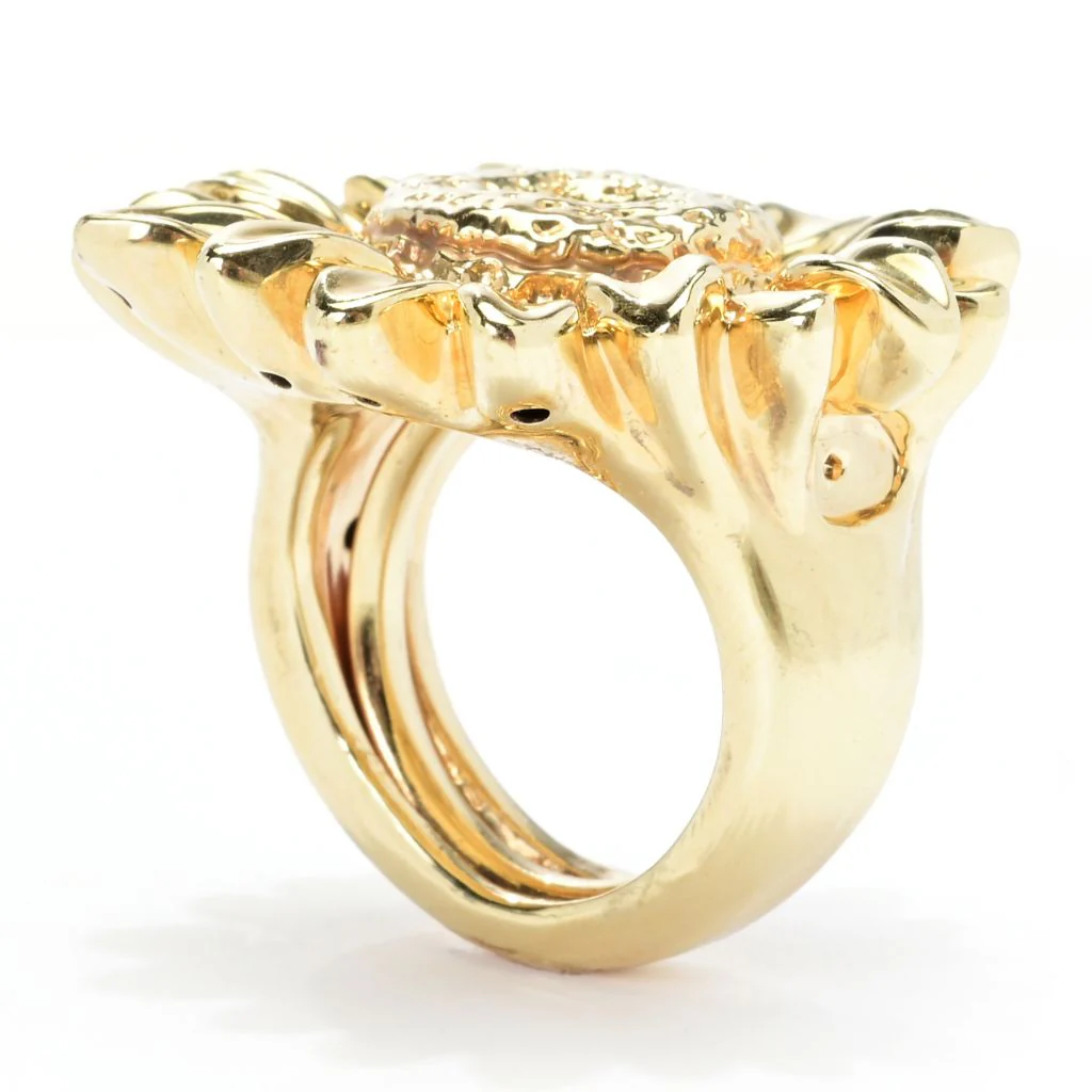 Graziella 23K Gold Plated Electroform Polished Sunflower Ring - Image 2
