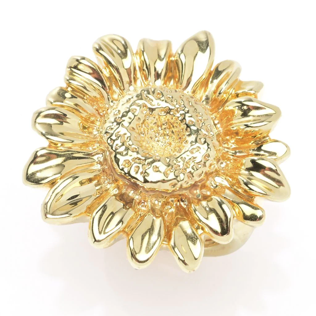 Graziella 23K Gold Plated Electroform Polished Sunflower Ring - Image 3