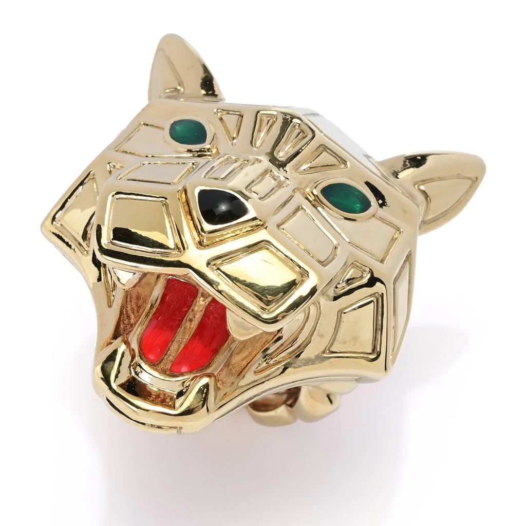 Graziella 23K Gold Plated Electroform Simulated Diamond Panther Ring - Image 3