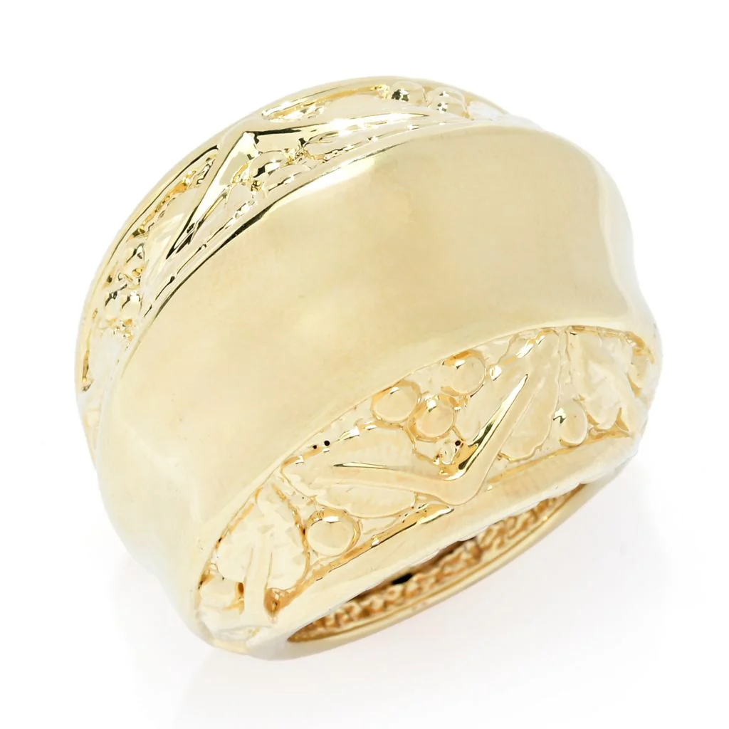 Graziella 23K Gold Plated Openwork Detailed Dome Ring - Image 2
