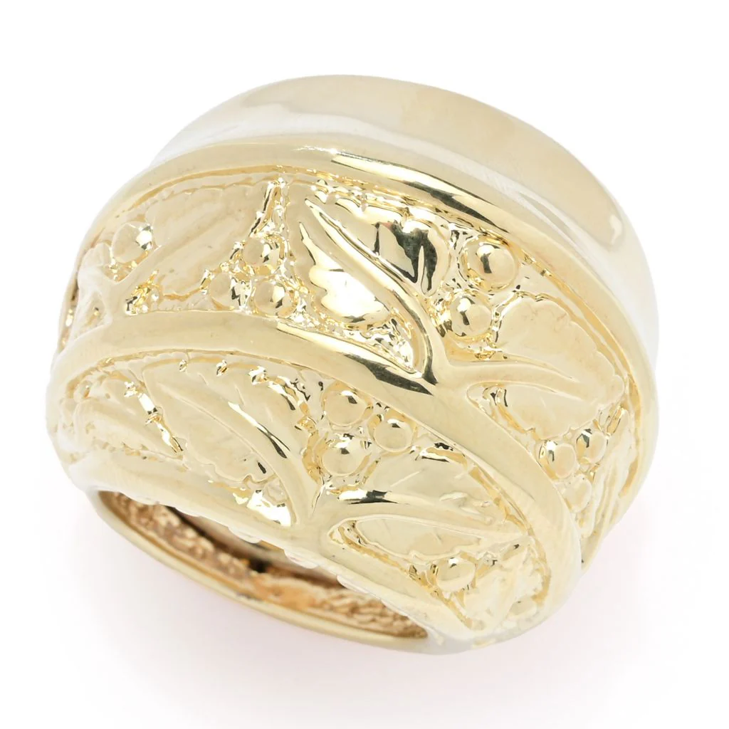 Graziella 23K Gold Plated Openwork Detailed Dome Ring - Image 3