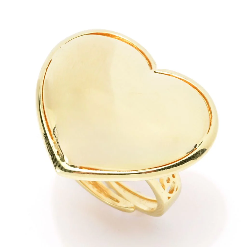 Graziella 23K Gold Plated Polished Heart Thin Band Ring - Image 3