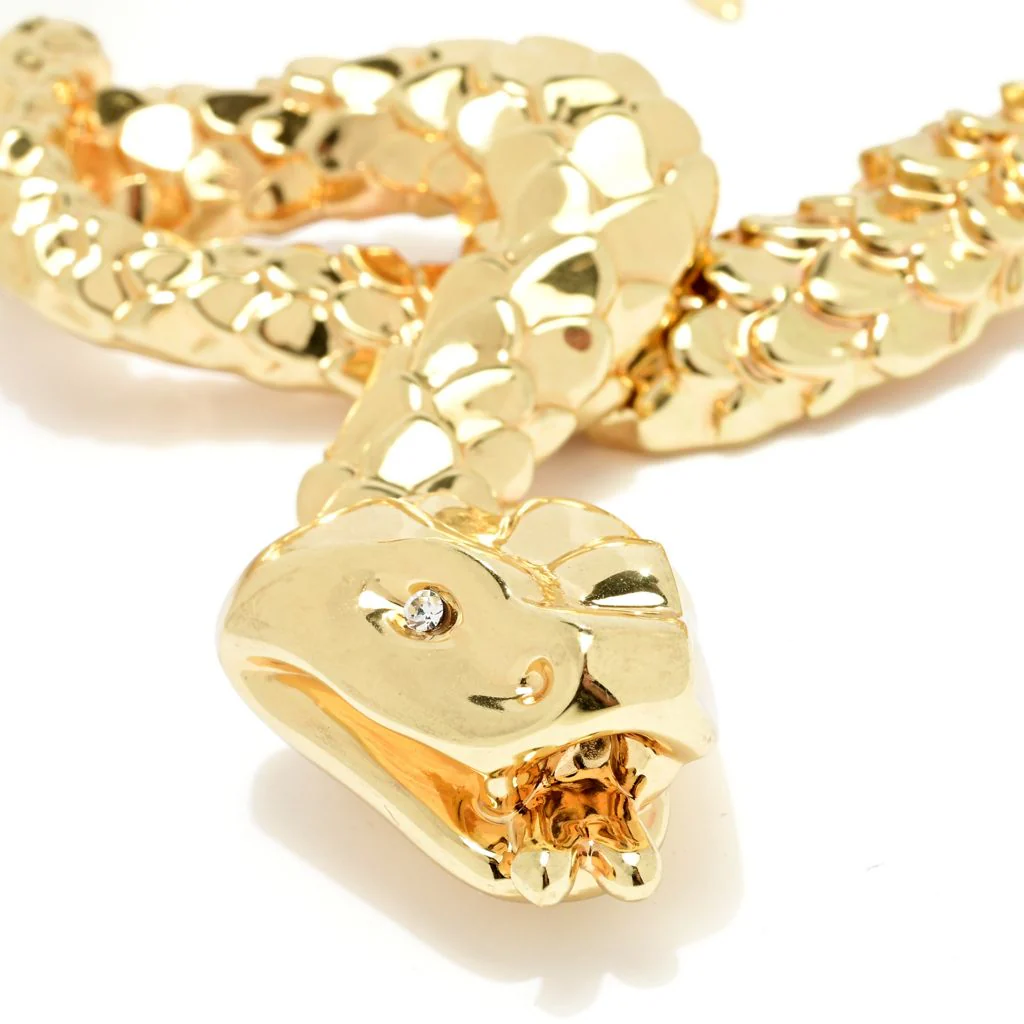 Graziella 23K Gold Plated Simulated Diamond 16.5"+2" Snake Necklace - Image 2