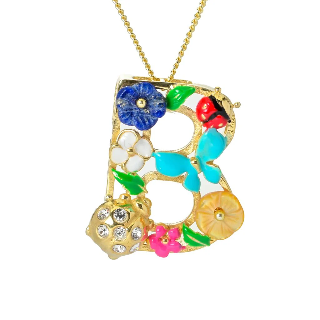 Graziella 23K Gold Plated Simulated Diamond & Gem Choice of Initial Necklace - Image 8