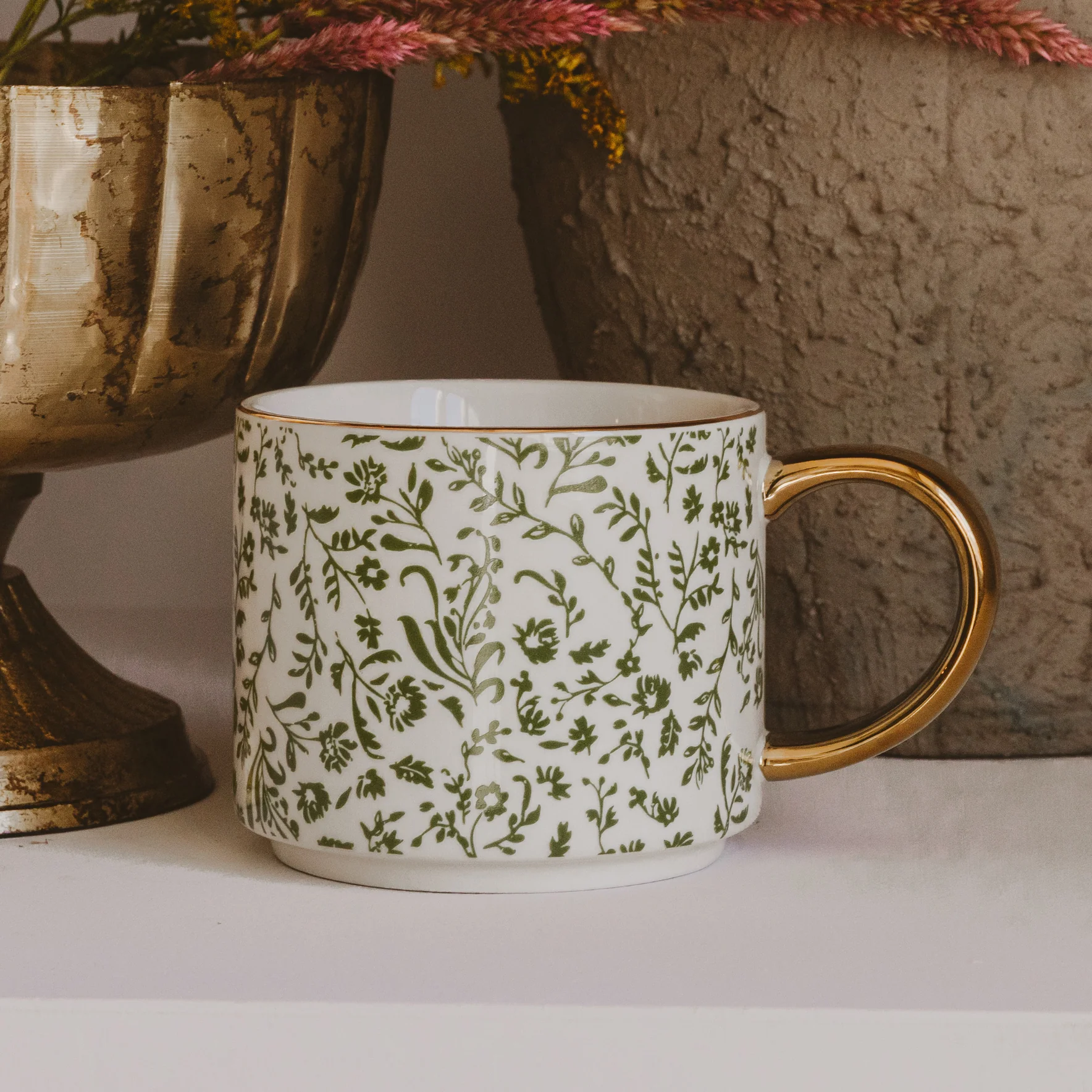 Green Ditsy Floral 14oz. Coffee Mug - Image 4