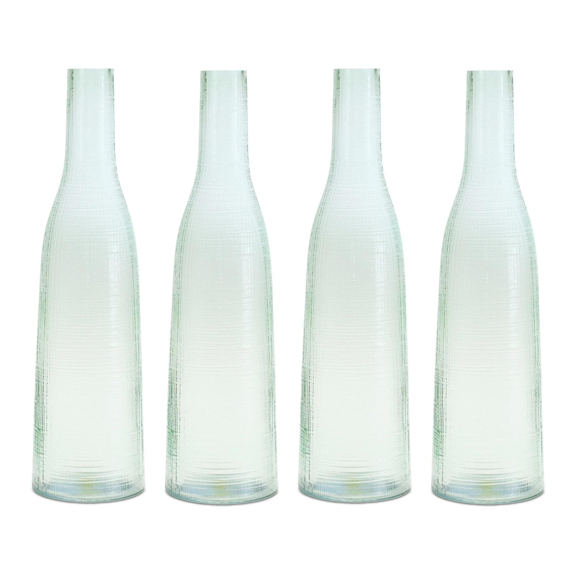 Green glass bottle vase (set of 4) - Image 3