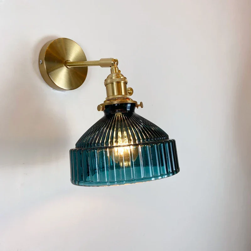 Green Glass Wall Sconce – Art Deco Light for Living Room, Hallway & Bedroom