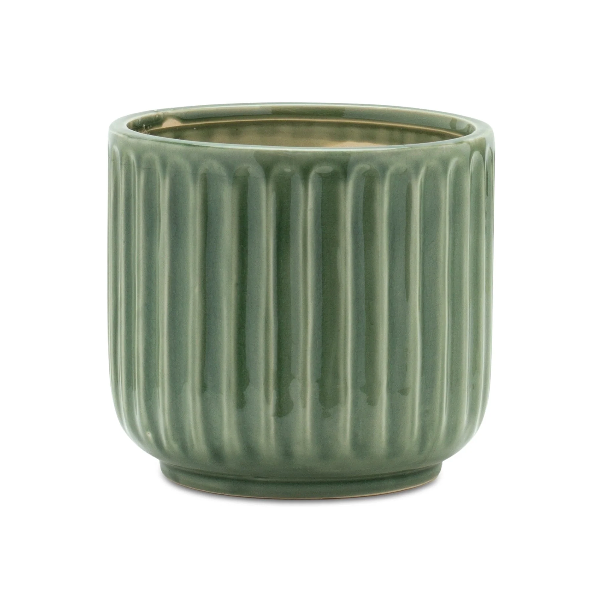 Green Ribbed Terra Cotta Pot Planter (Set of 3) - Image 2