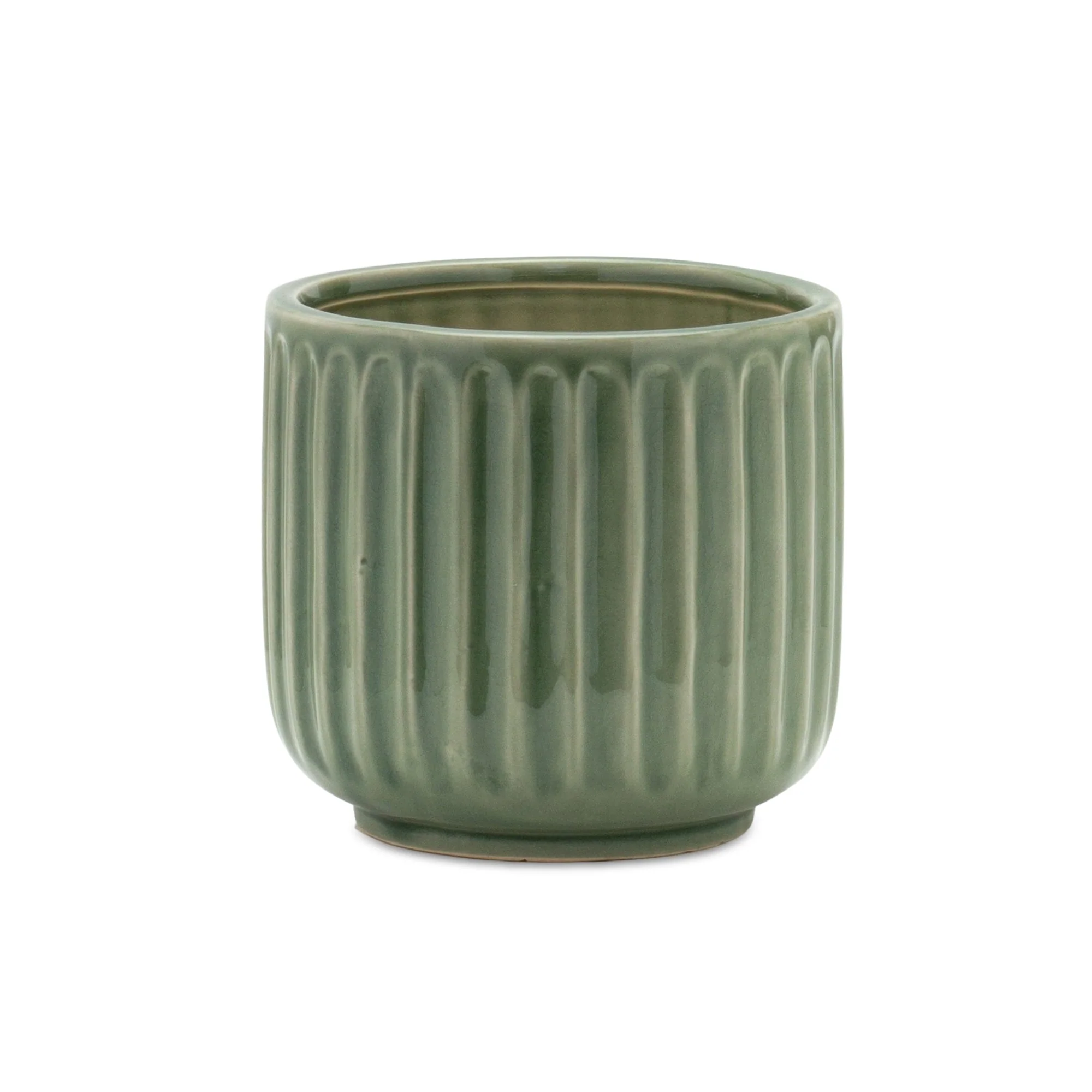 Green Ribbed Terra Cotta Pot Planter (Set of 3) - Image 3