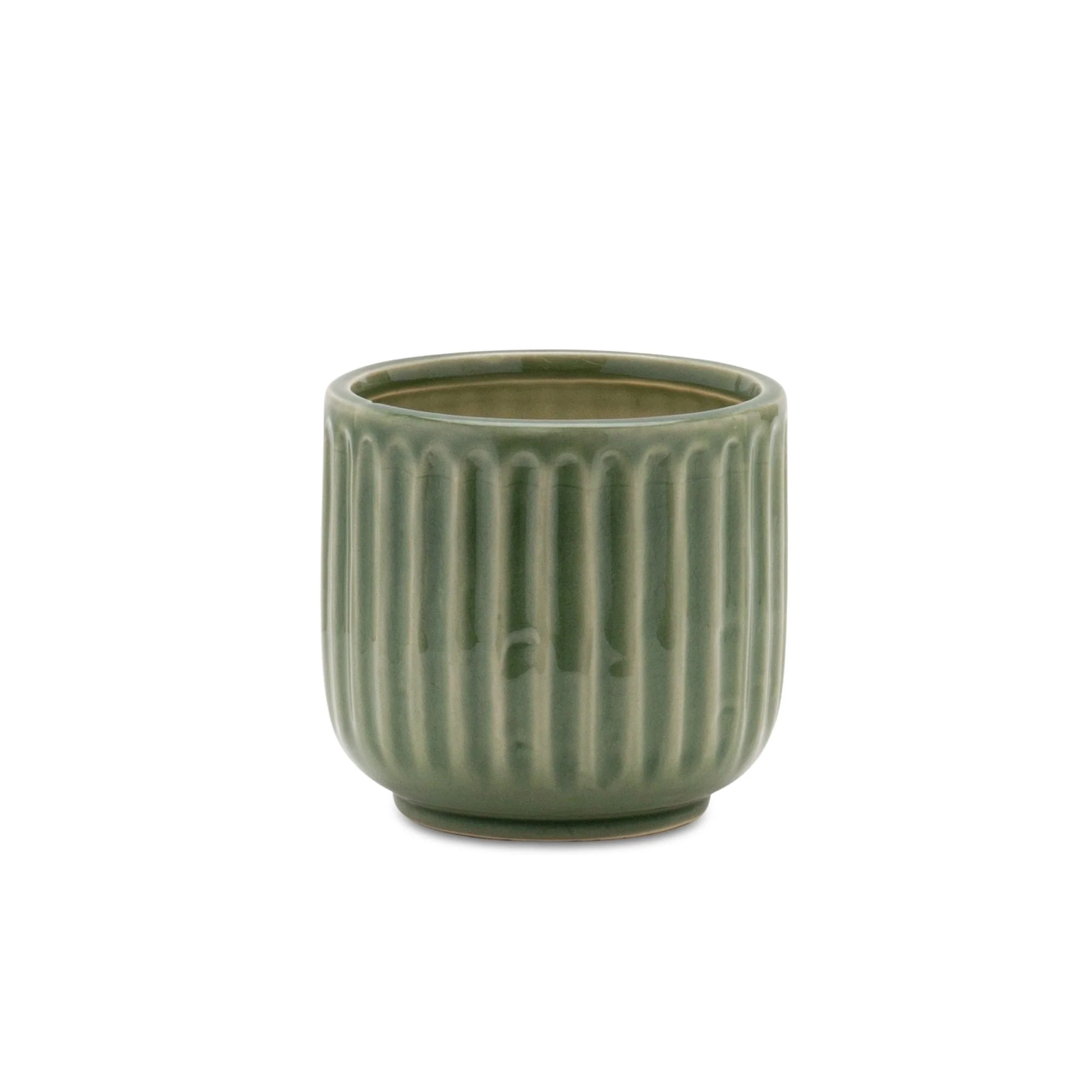 Green Ribbed Terra Cotta Pot Planter (Set of 3) - Image 4
