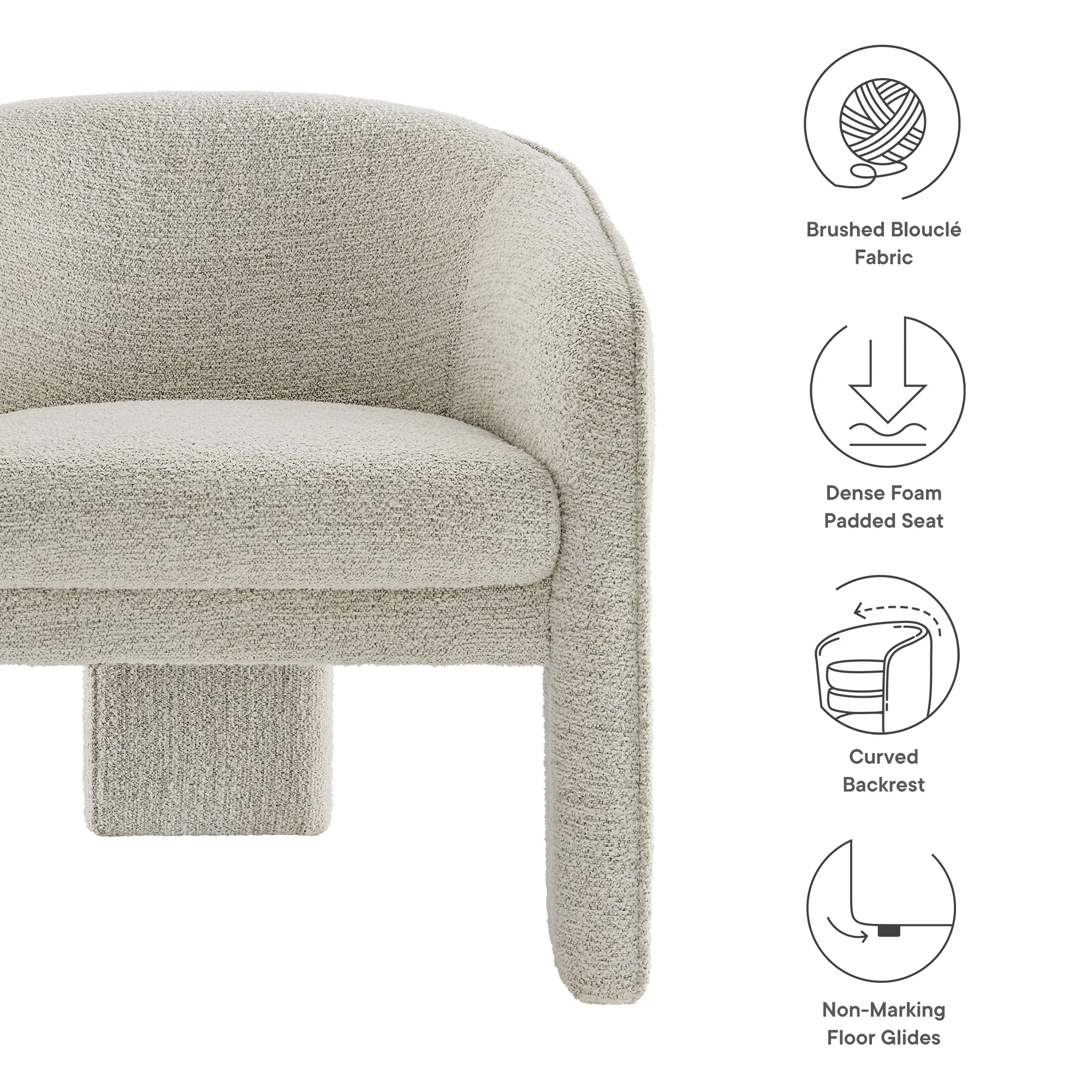 Greer Boucle Fabric Upholstered Accent Armchair by Modway - Image 12