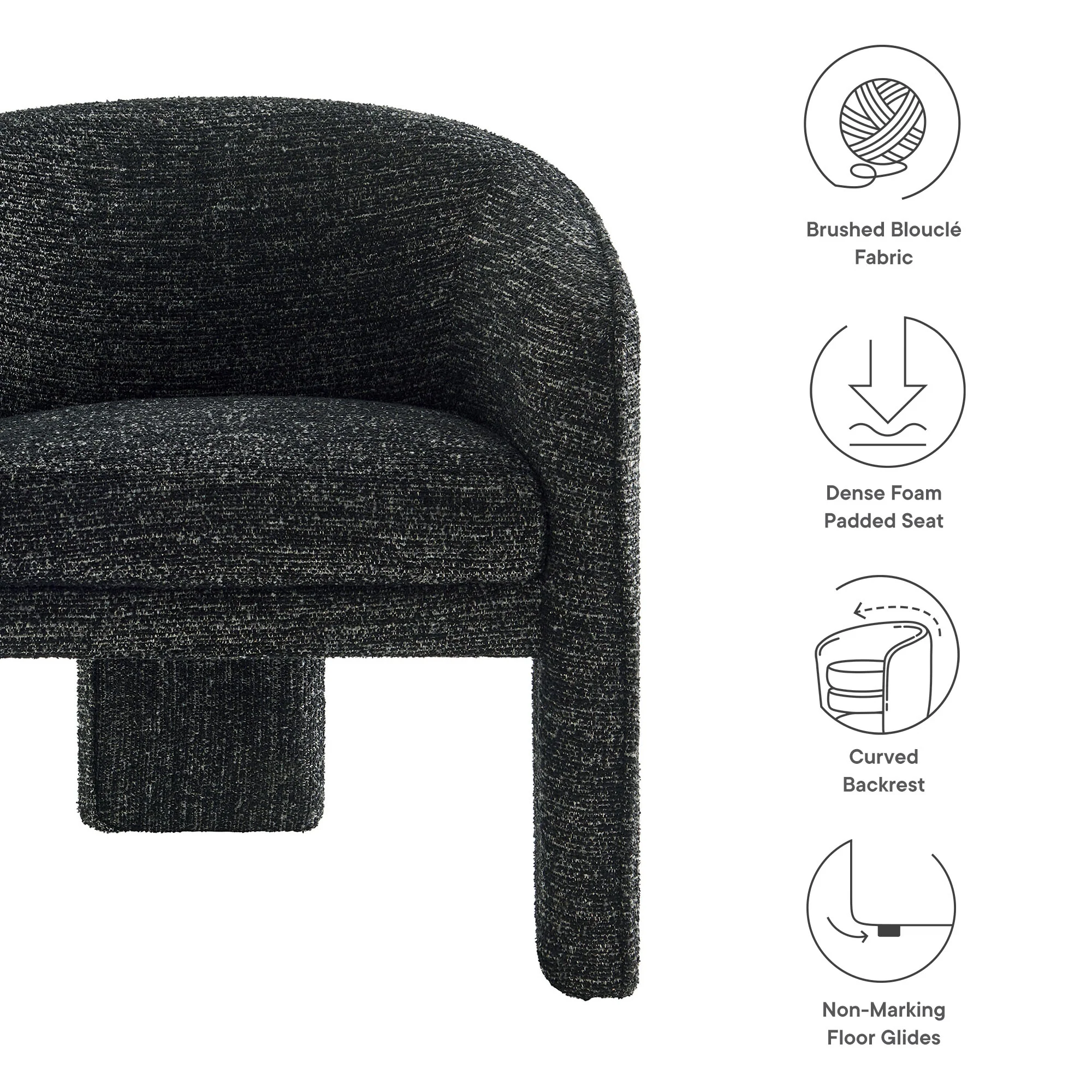 Greer Boucle Fabric Upholstered Accent Armchair by Modway - Image 3