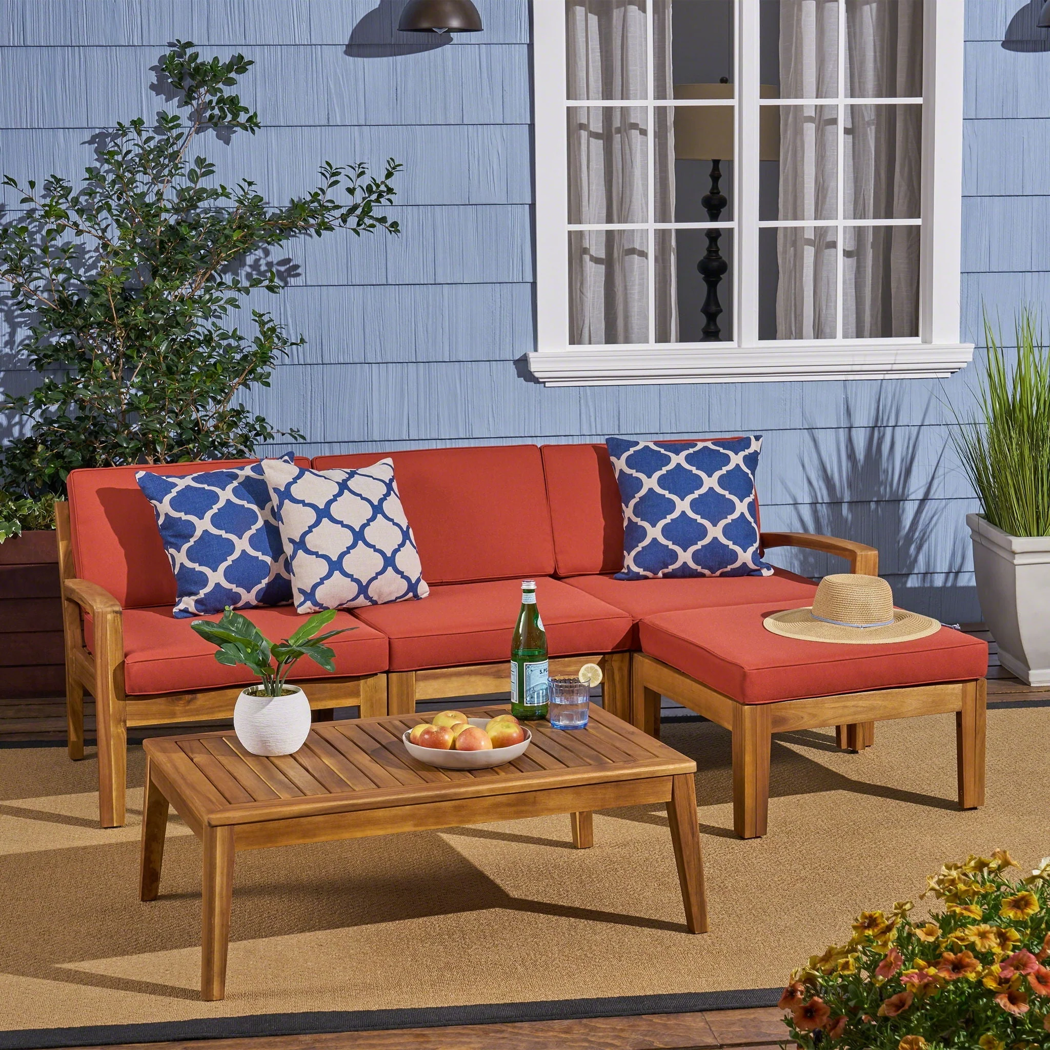 Grenada L Shape Red 2-Piece Outdoor Set - Image 3