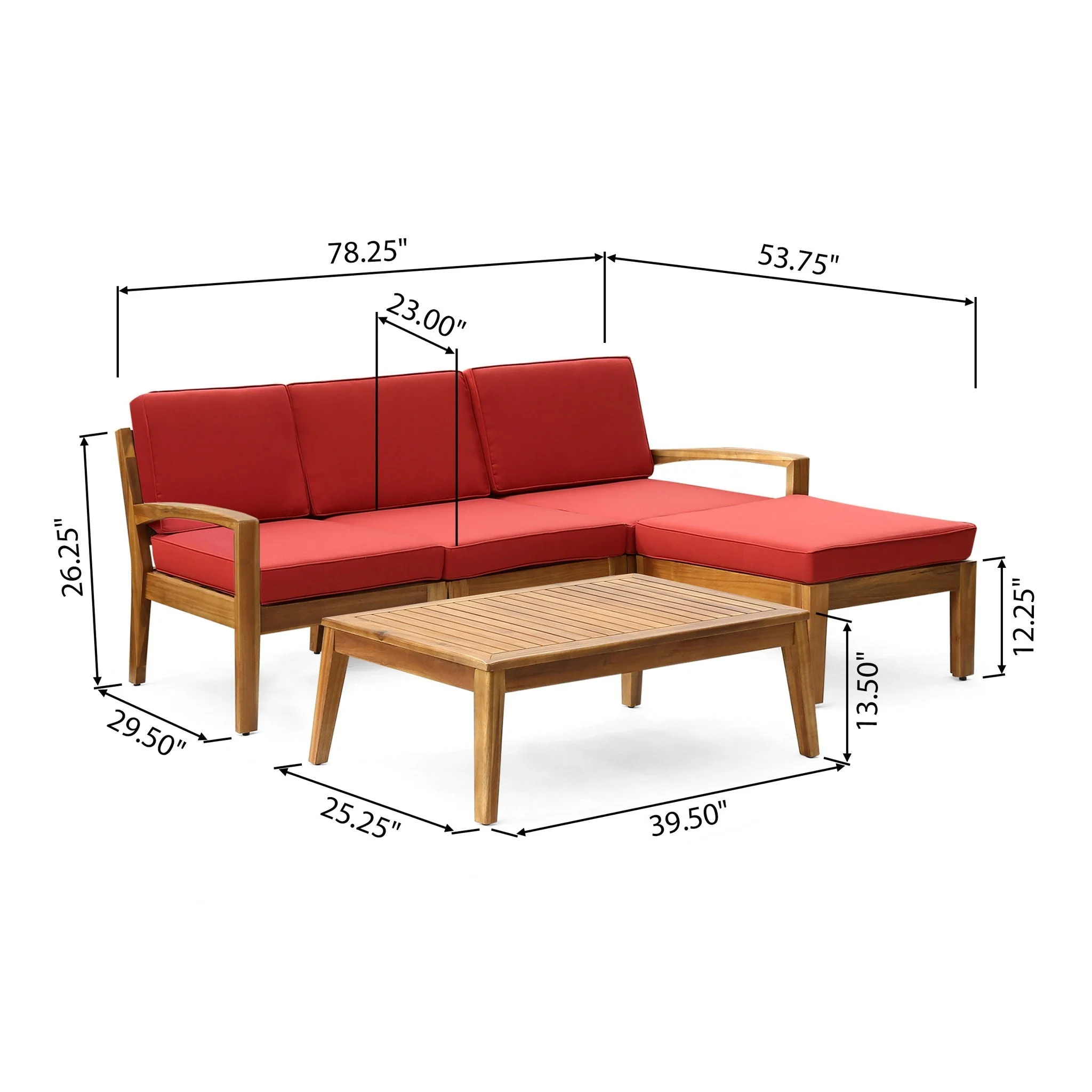 Grenada L Shape Red 2-Piece Outdoor Set - Image 4