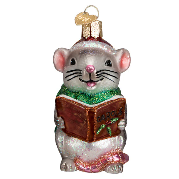 Grey Caroling Mouse Ornament - Image 3