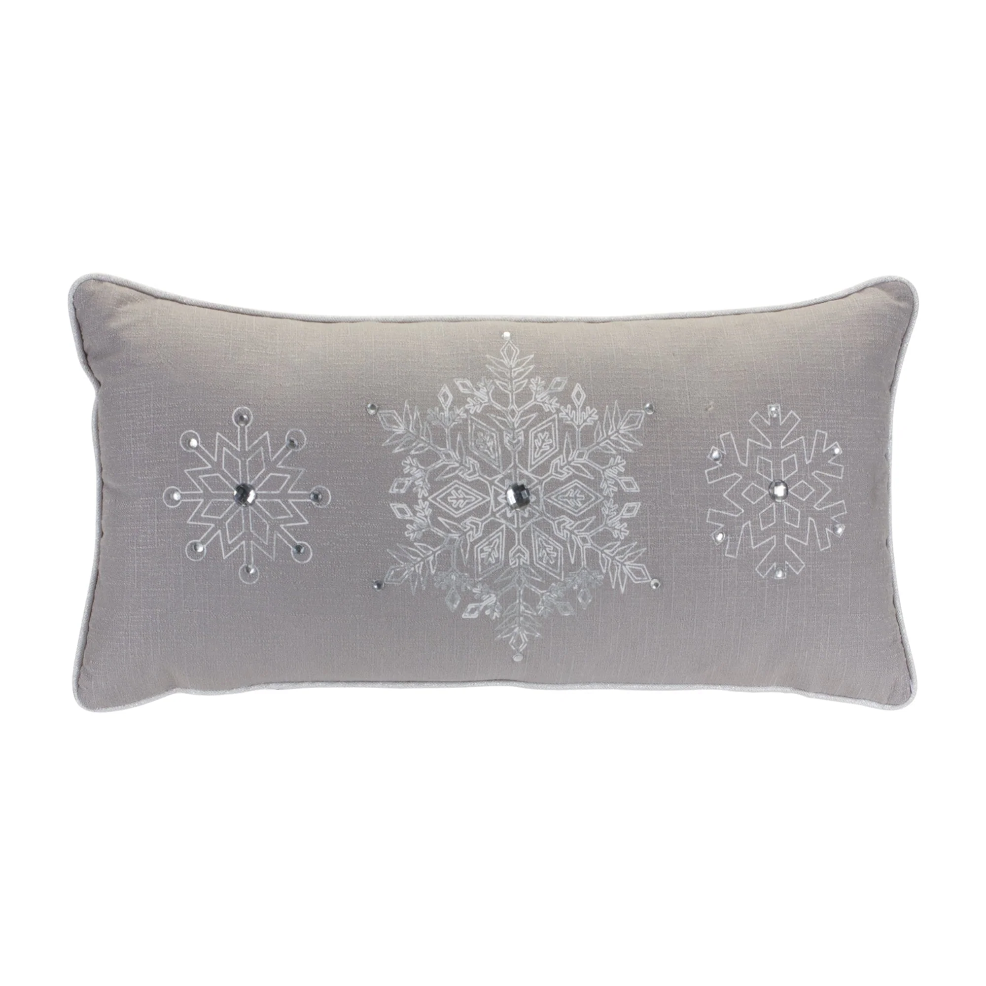 Grey Embroidered Snowflake Pillow (Set of 2) - Image 3