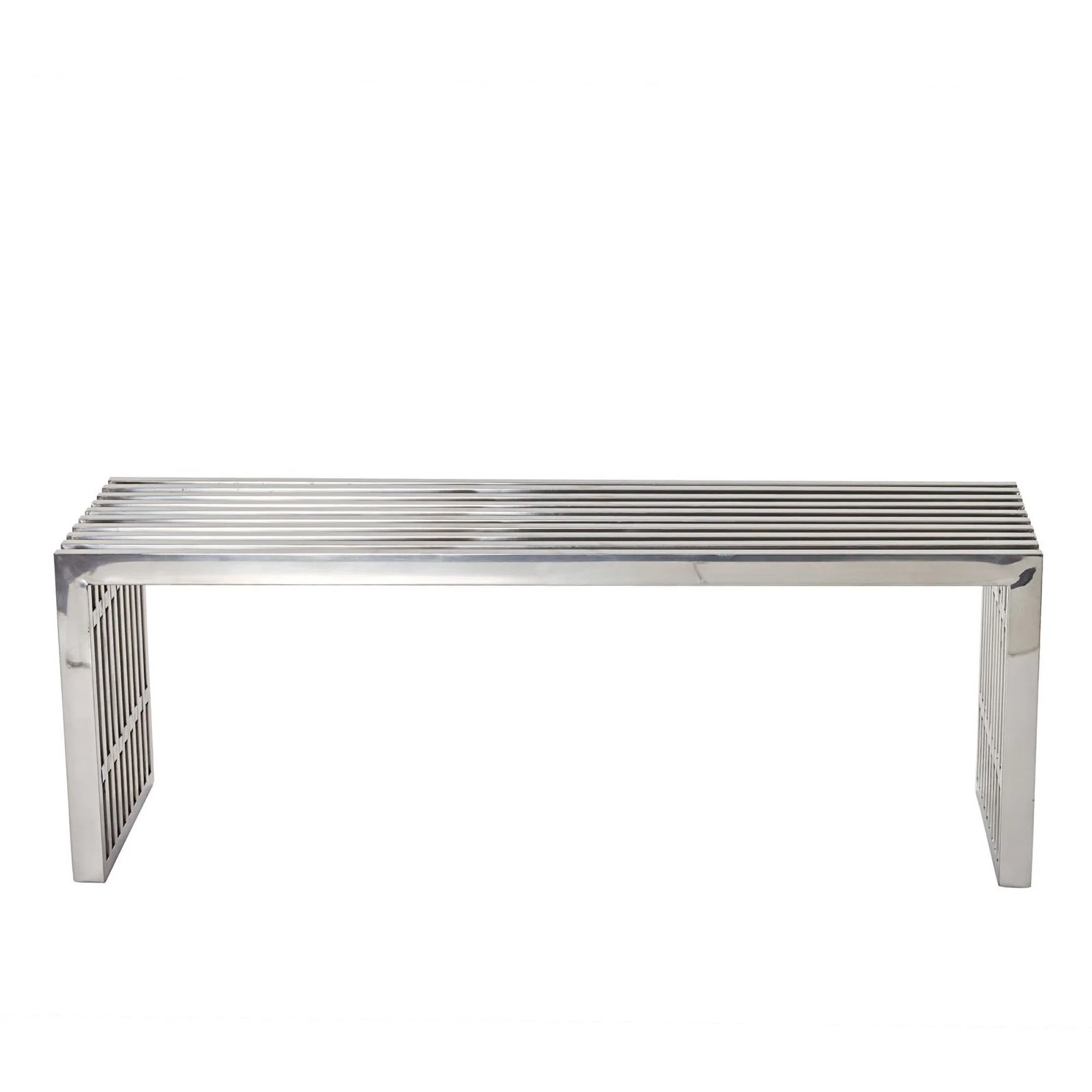 Gridiron Medium Stainless Steel Bench by Modway - Image 2