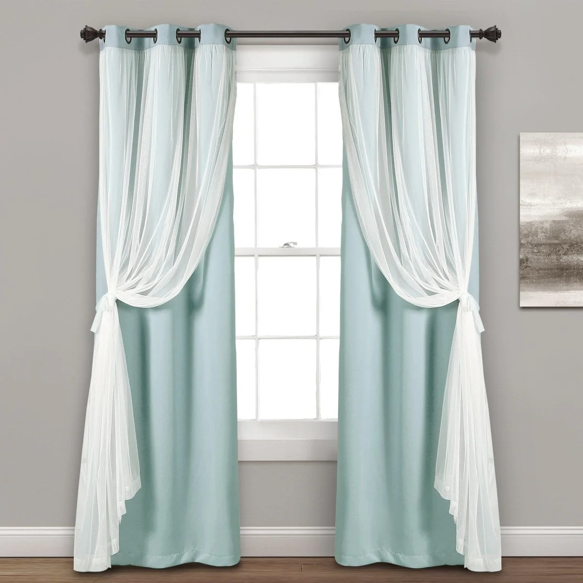 Grommet Sheer With Insulated Blackout Lining Curtain Panel Set - Image 10