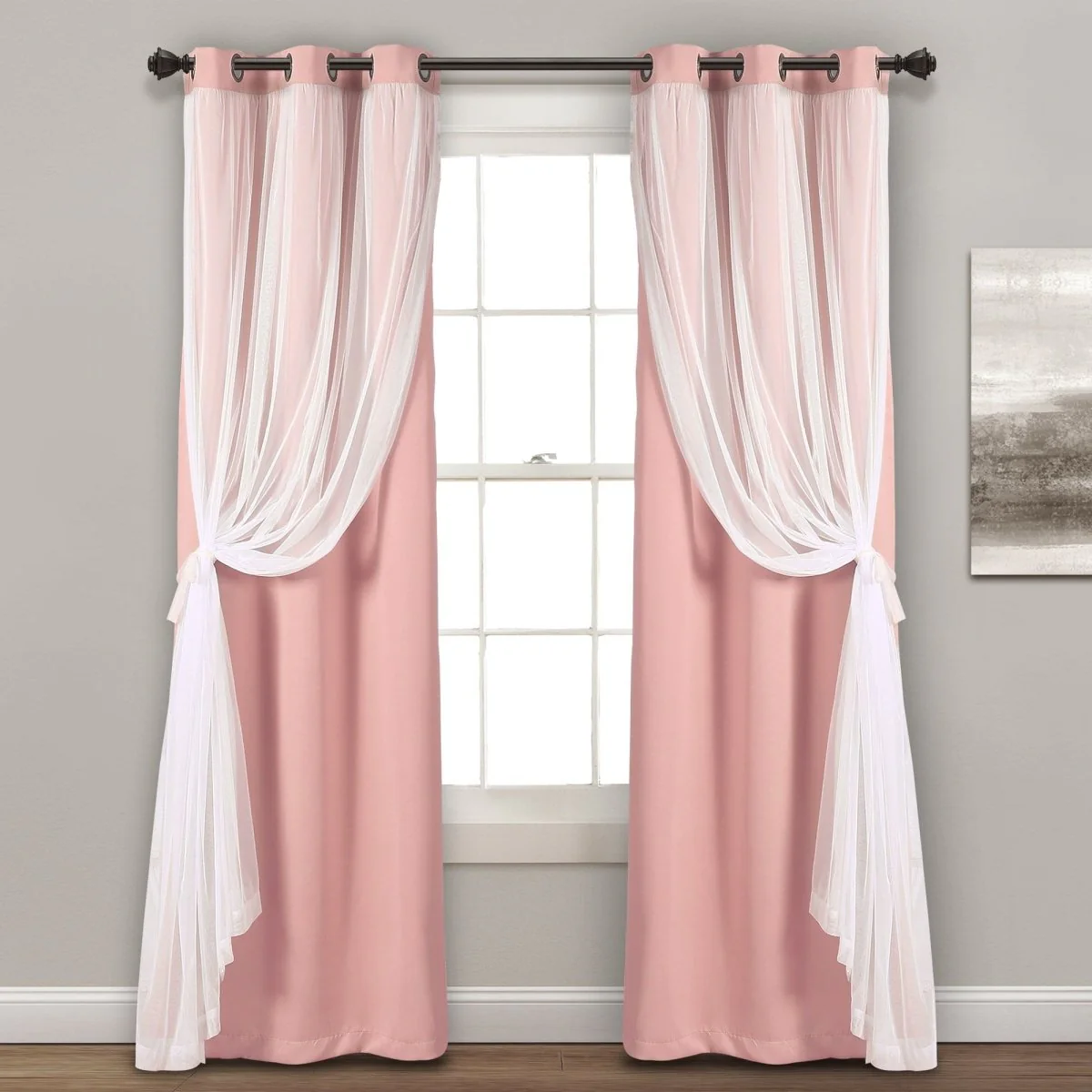 Grommet Sheer With Insulated Blackout Lining Curtain Panel Set - Image 11
