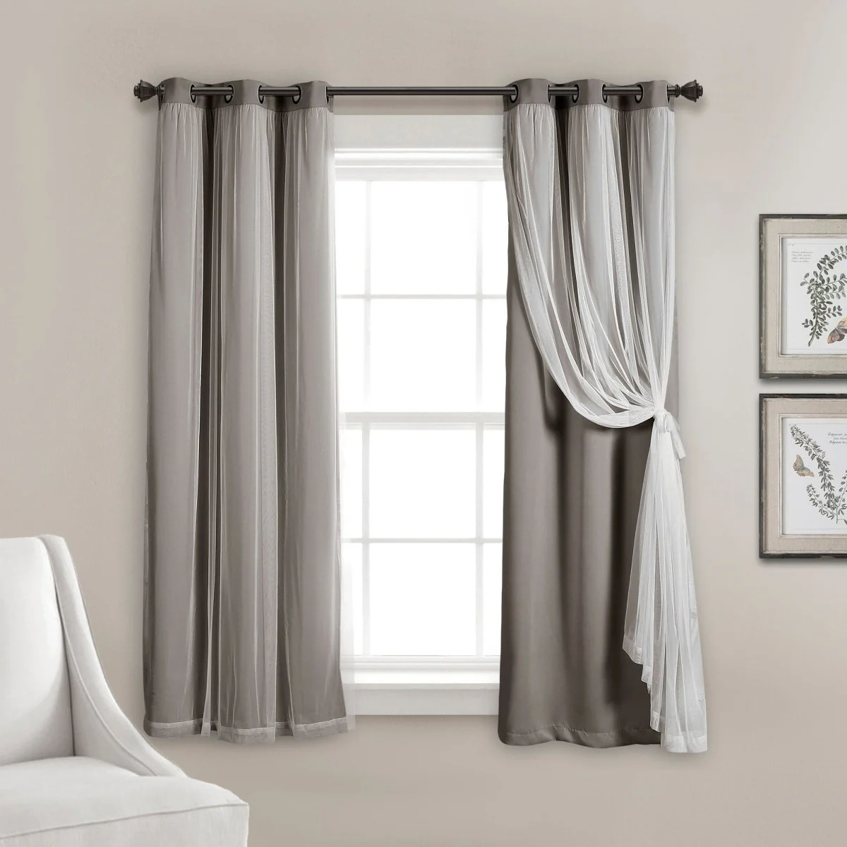 Grommet Sheer With Insulated Blackout Lining Curtain Panel Set - Image 13