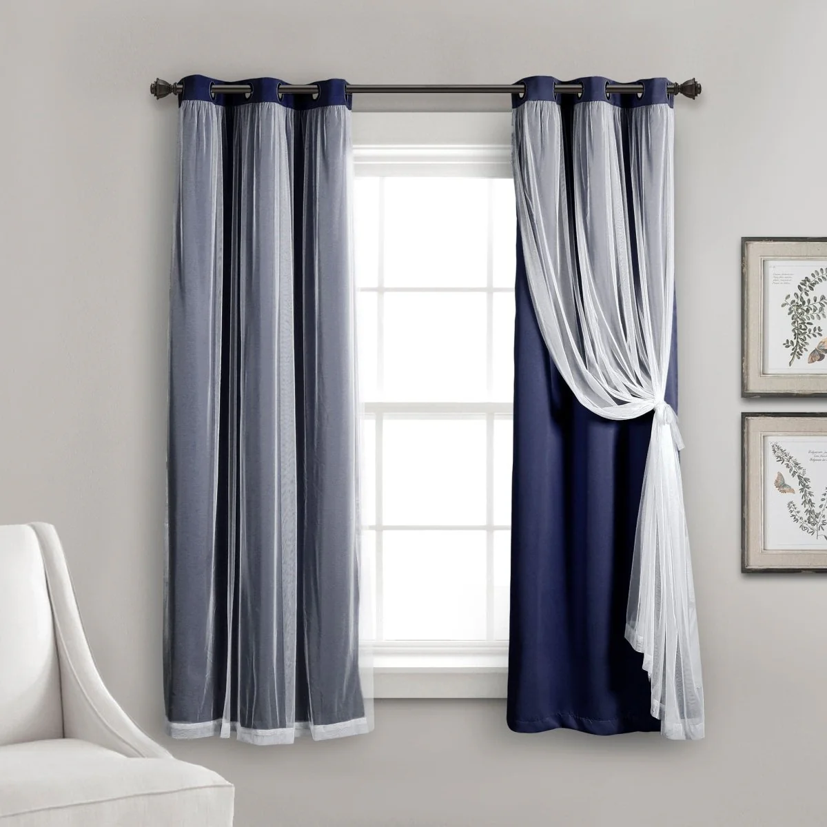 Grommet Sheer With Insulated Blackout Lining Curtain Panel Set - Image 14