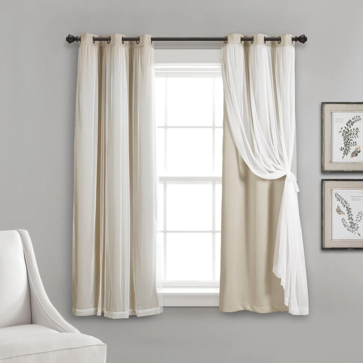 Grommet Sheer With Insulated Blackout Lining Curtain Panel Set - Image 15