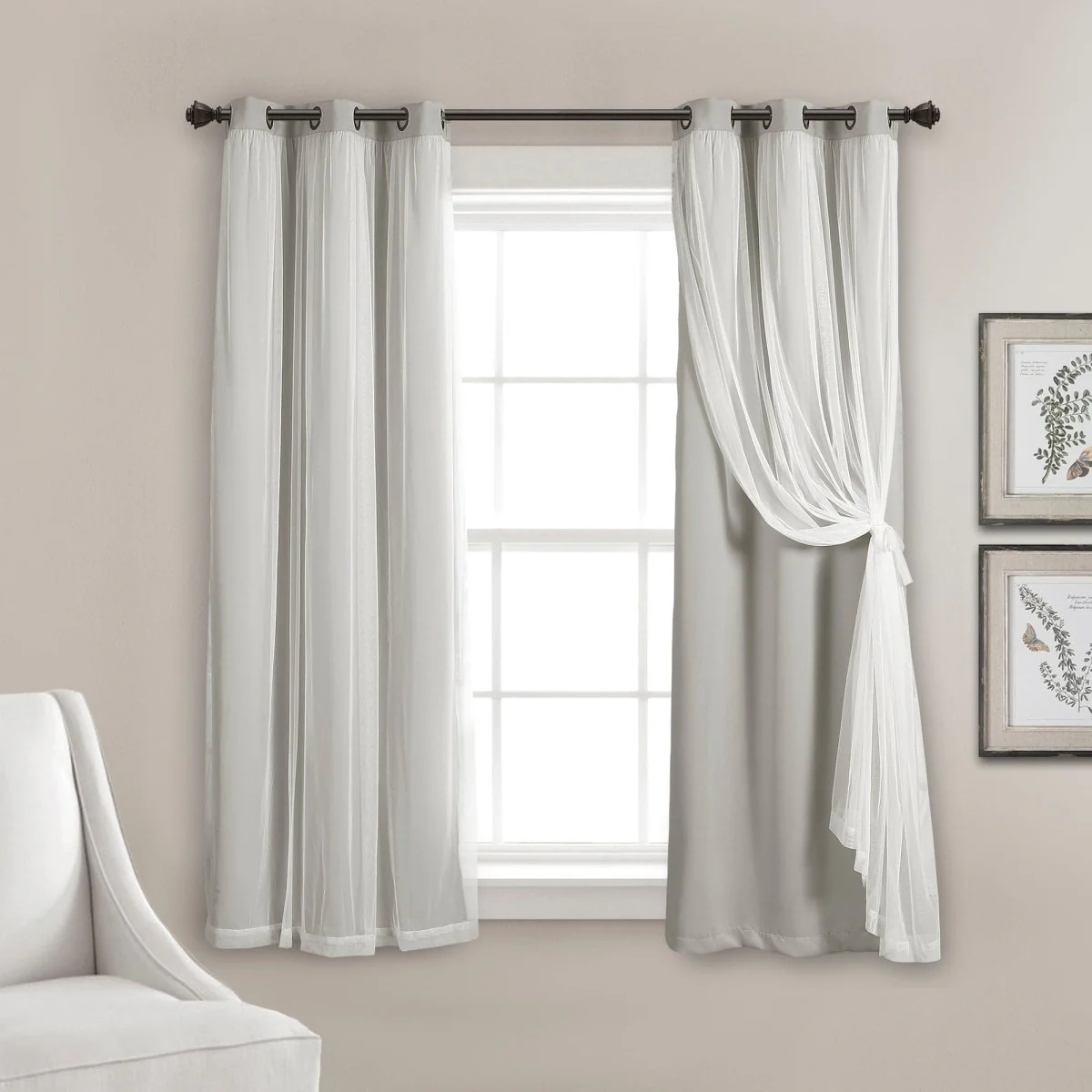 Grommet Sheer With Insulated Blackout Lining Curtain Panel Set - Image 17