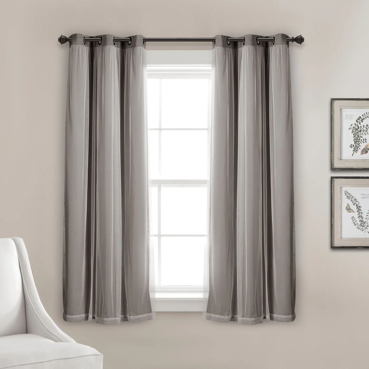 Grommet Sheer With Insulated Blackout Lining Curtain Panel Set - Image 18