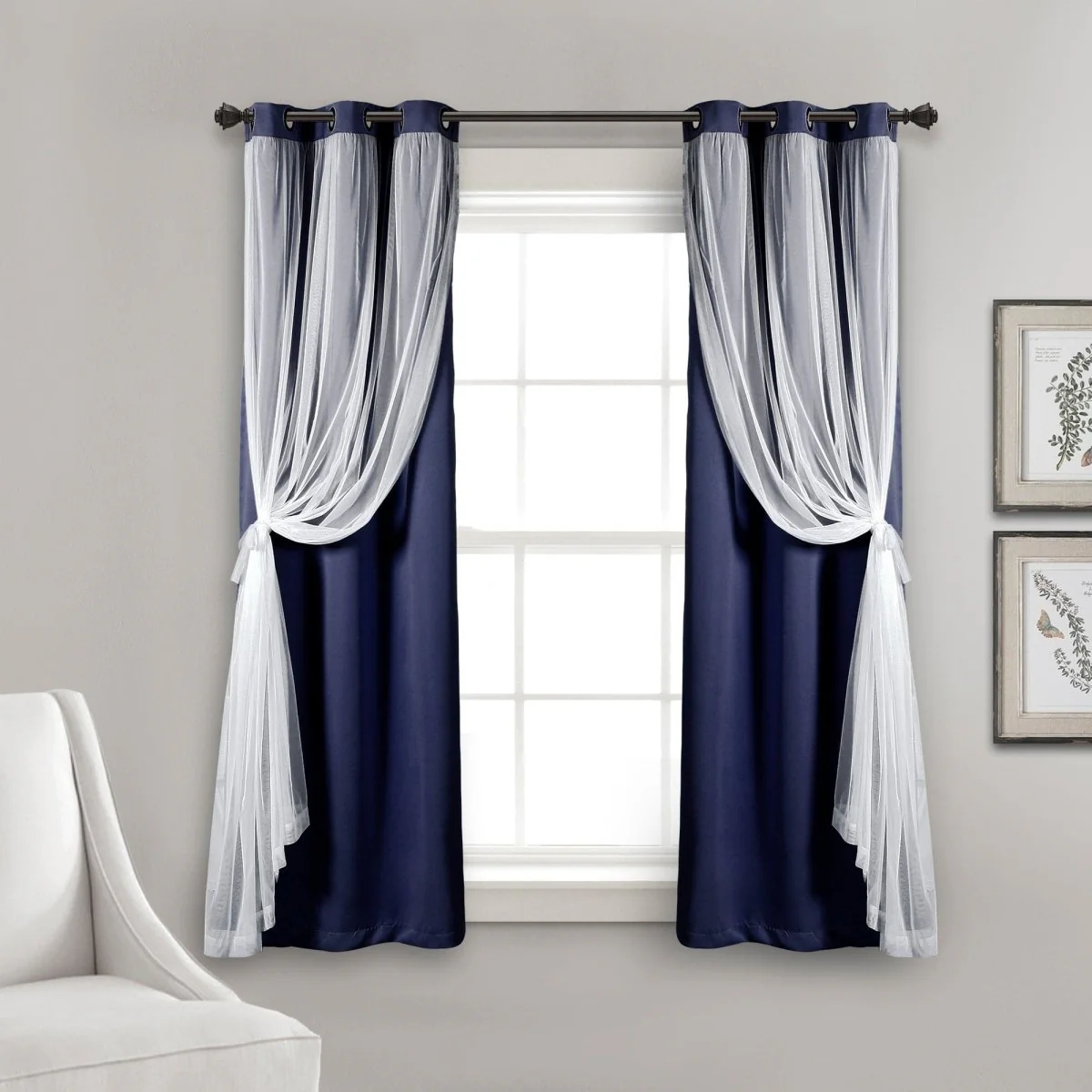Grommet Sheer With Insulated Blackout Lining Curtain Panel Set - Image 2