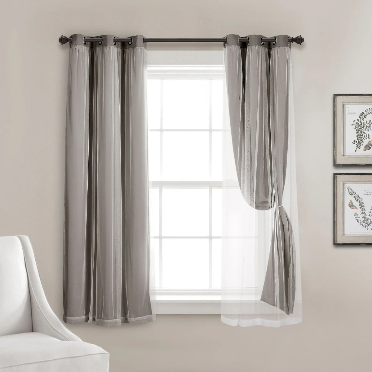 Grommet Sheer With Insulated Blackout Lining Curtain Panel Set - Image 24