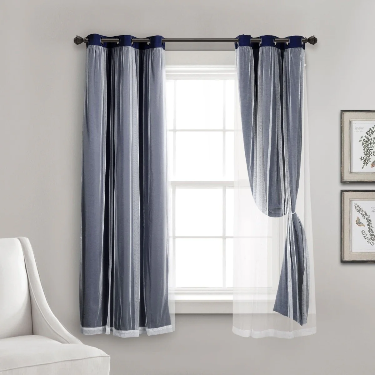 Grommet Sheer With Insulated Blackout Lining Curtain Panel Set - Image 25