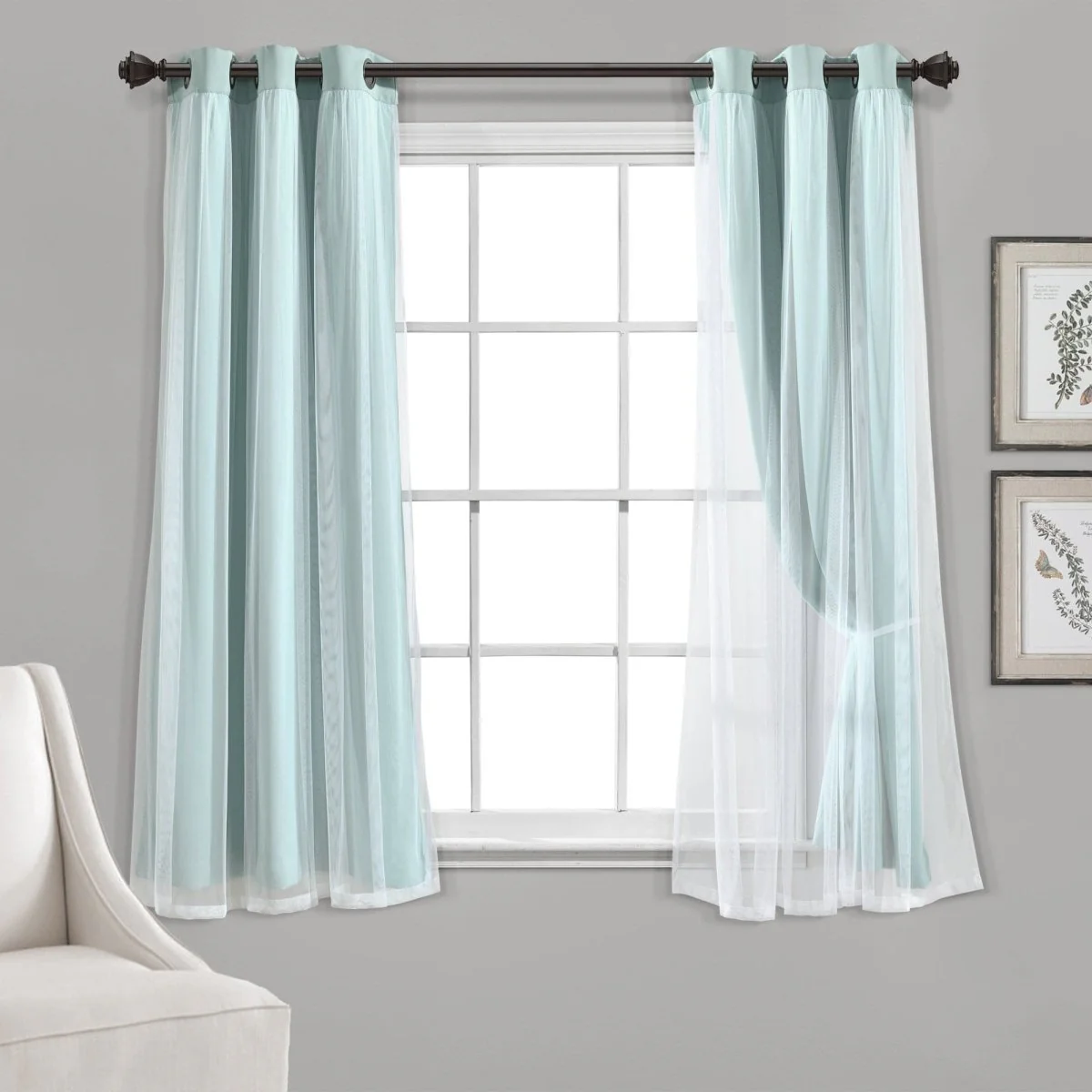 Grommet Sheer With Insulated Blackout Lining Curtain Panel Set - Image 27