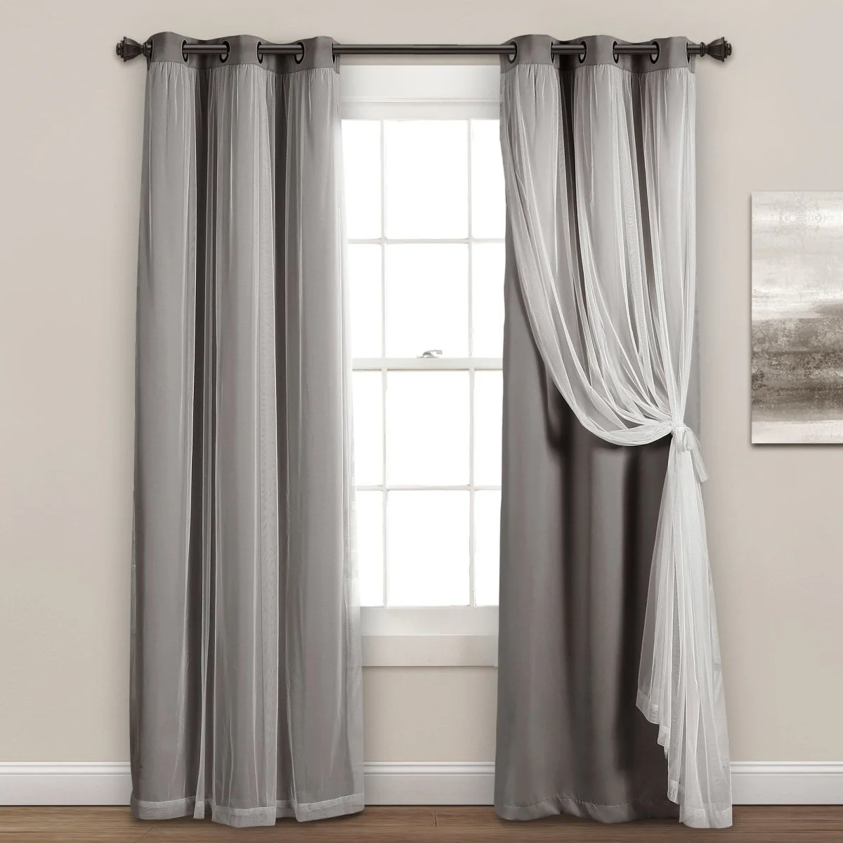 Grommet Sheer With Insulated Blackout Lining Curtain Panel Set - Image 29