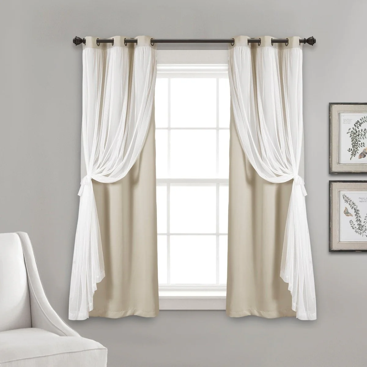Grommet Sheer With Insulated Blackout Lining Curtain Panel Set - Image 3