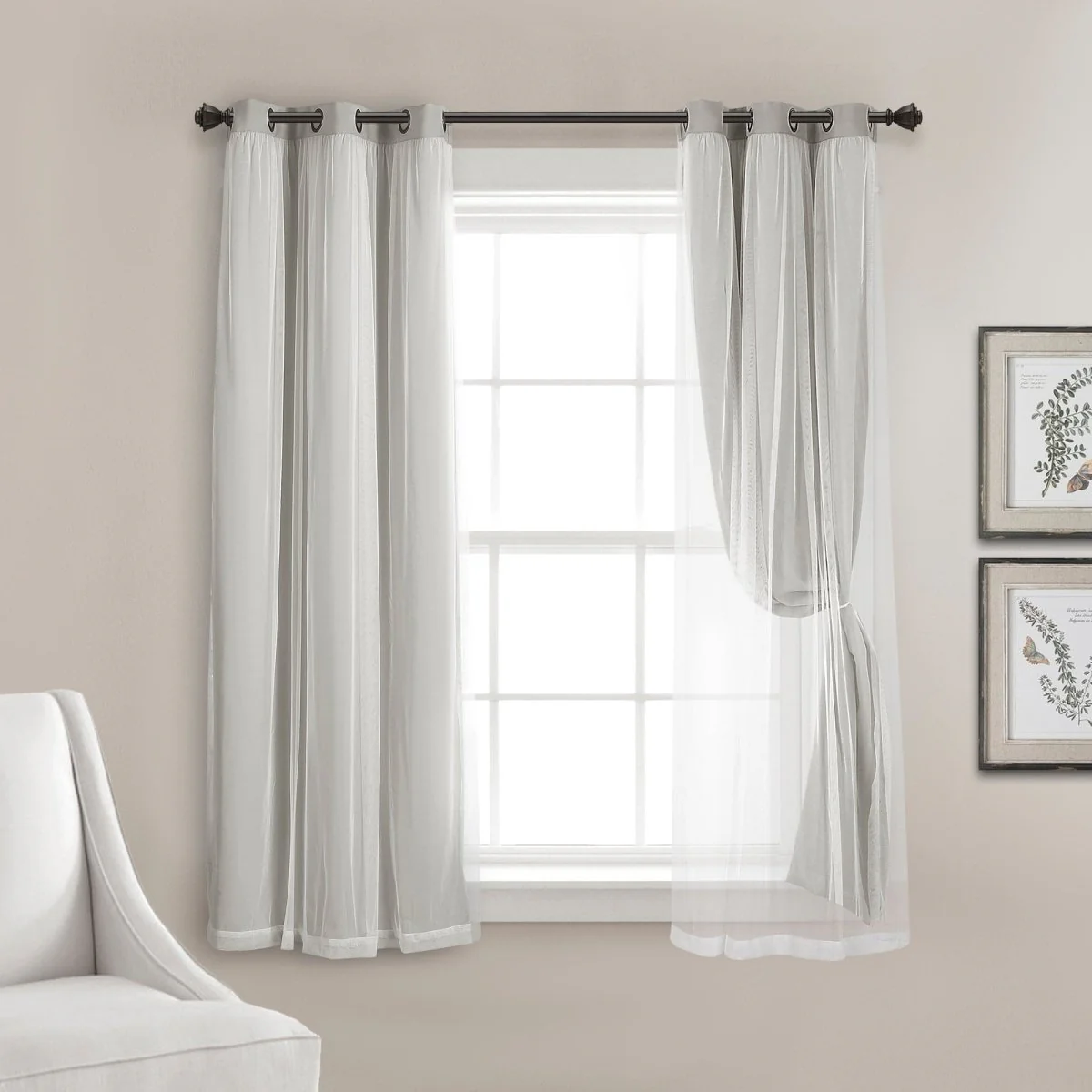 Grommet Sheer With Insulated Blackout Lining Curtain Panel Set - Image 30